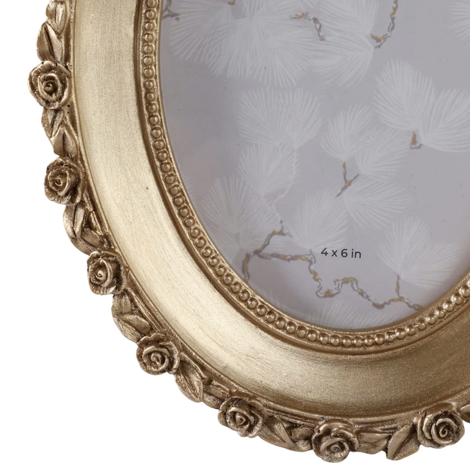 4x6 Oval Photo Frame With Rosette Border, Gold - Image 5
