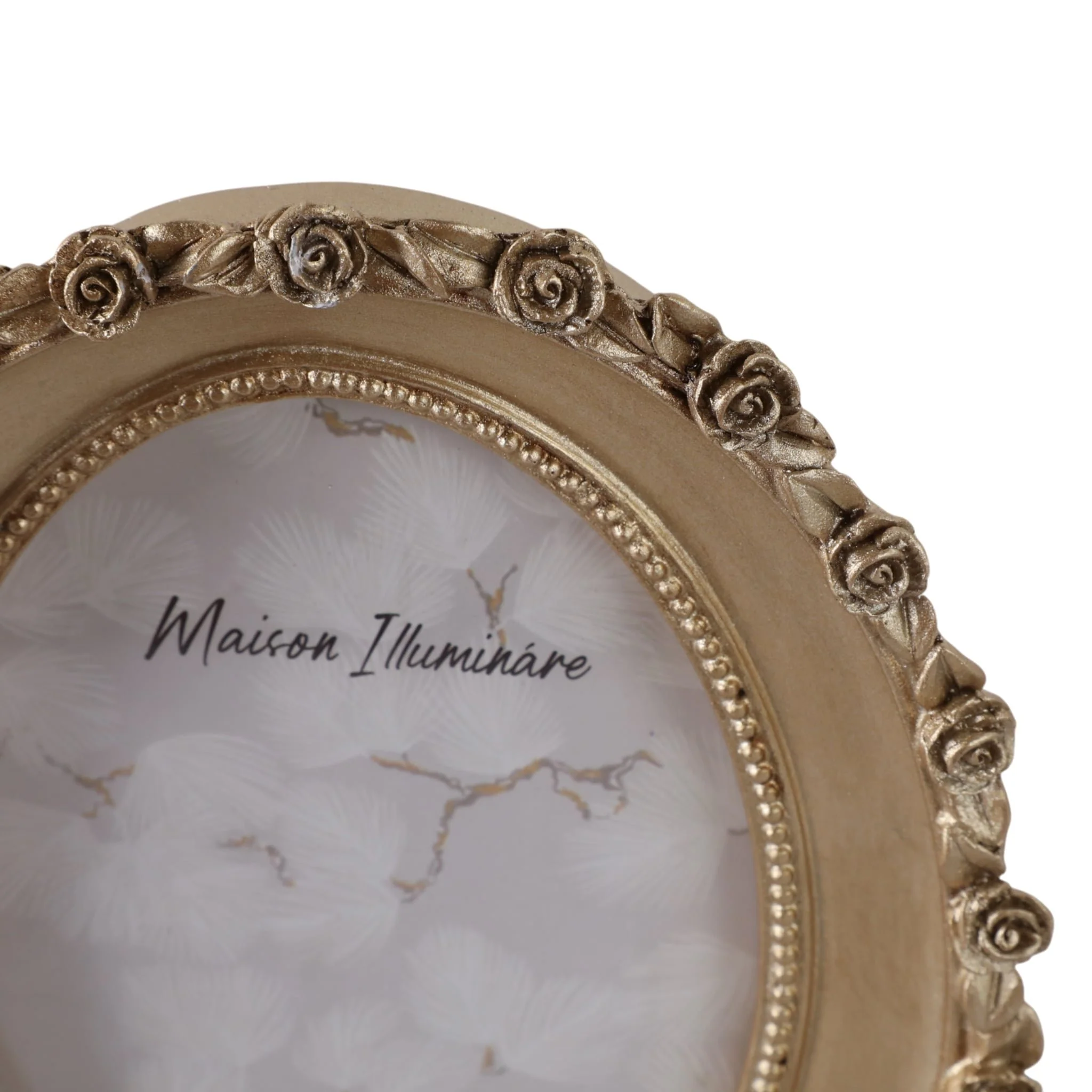 4x6 Oval Photo Frame With Rosette Border, Gold - Image 6