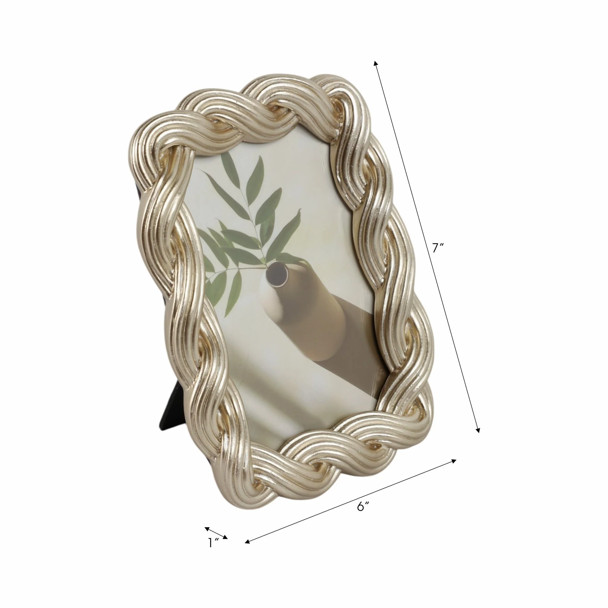 4x6 Polyresin Twisted Rope Photo Frame, Gold - Image 7