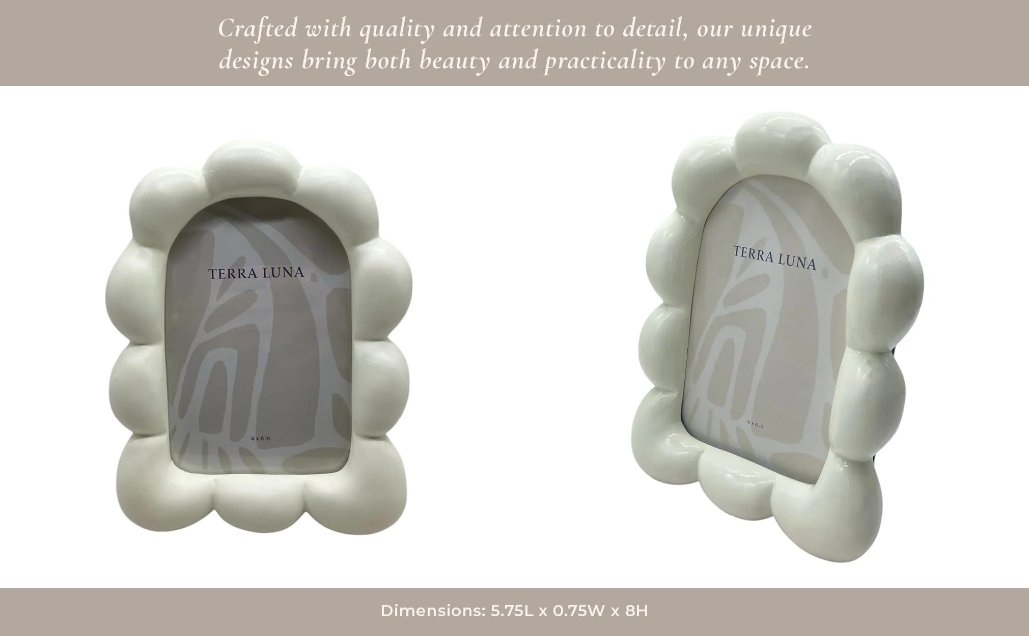 4x6" Puffy Squiggle Oval Photo Frame, Ivory - Image 10