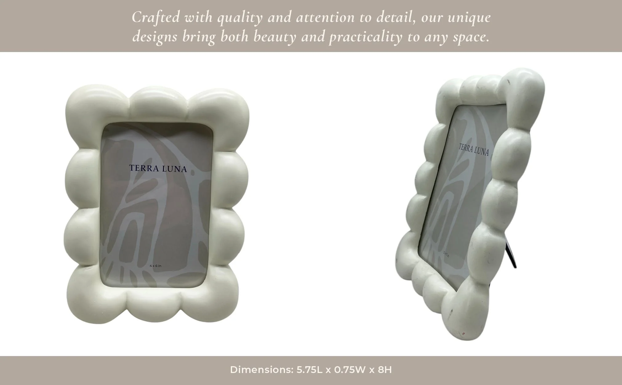 4x6" Puffy Squiggle Photo Frame, Ivory - Image 10