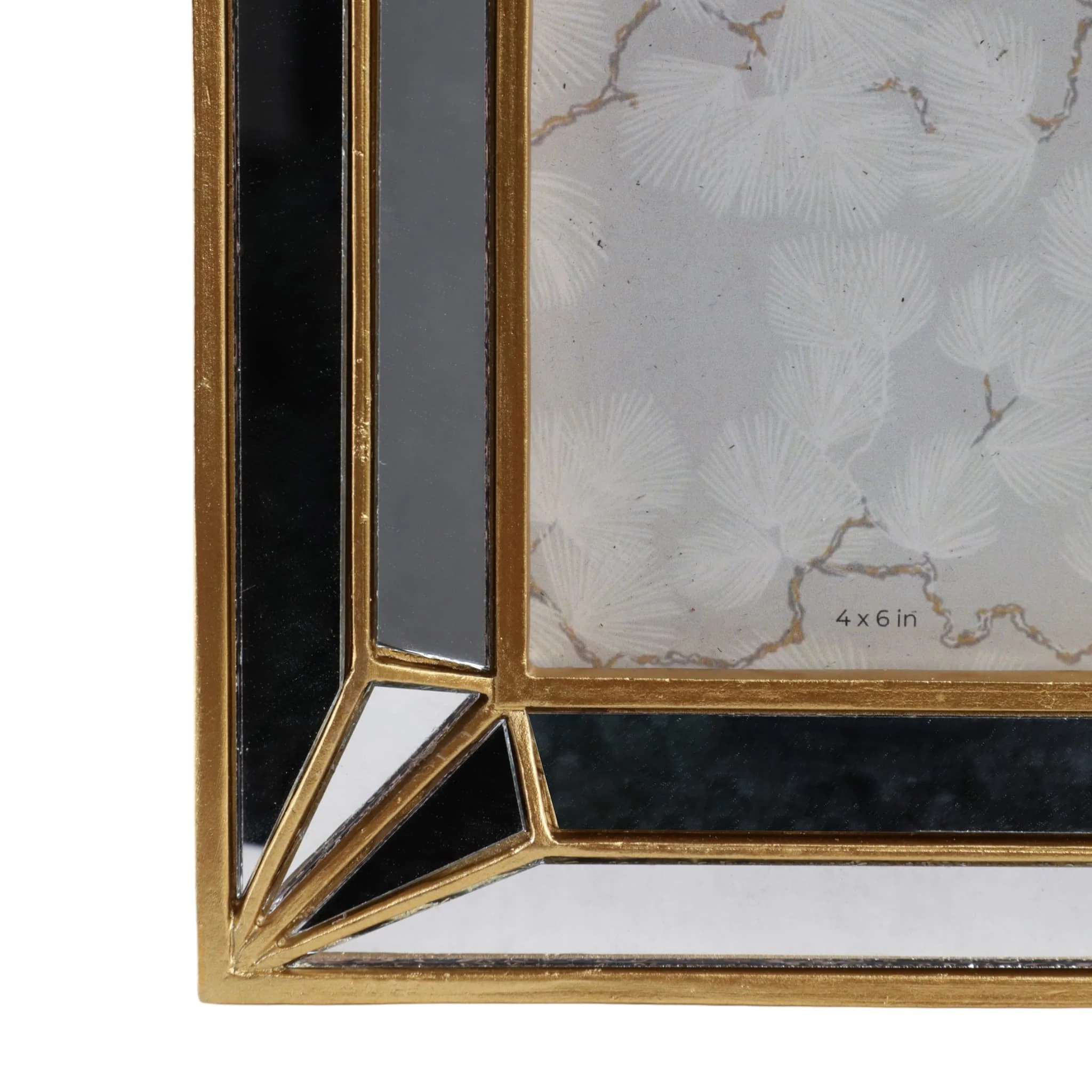 4x6 Resin Deco Mirrored Border Photo Frame, Gold - Image 5
