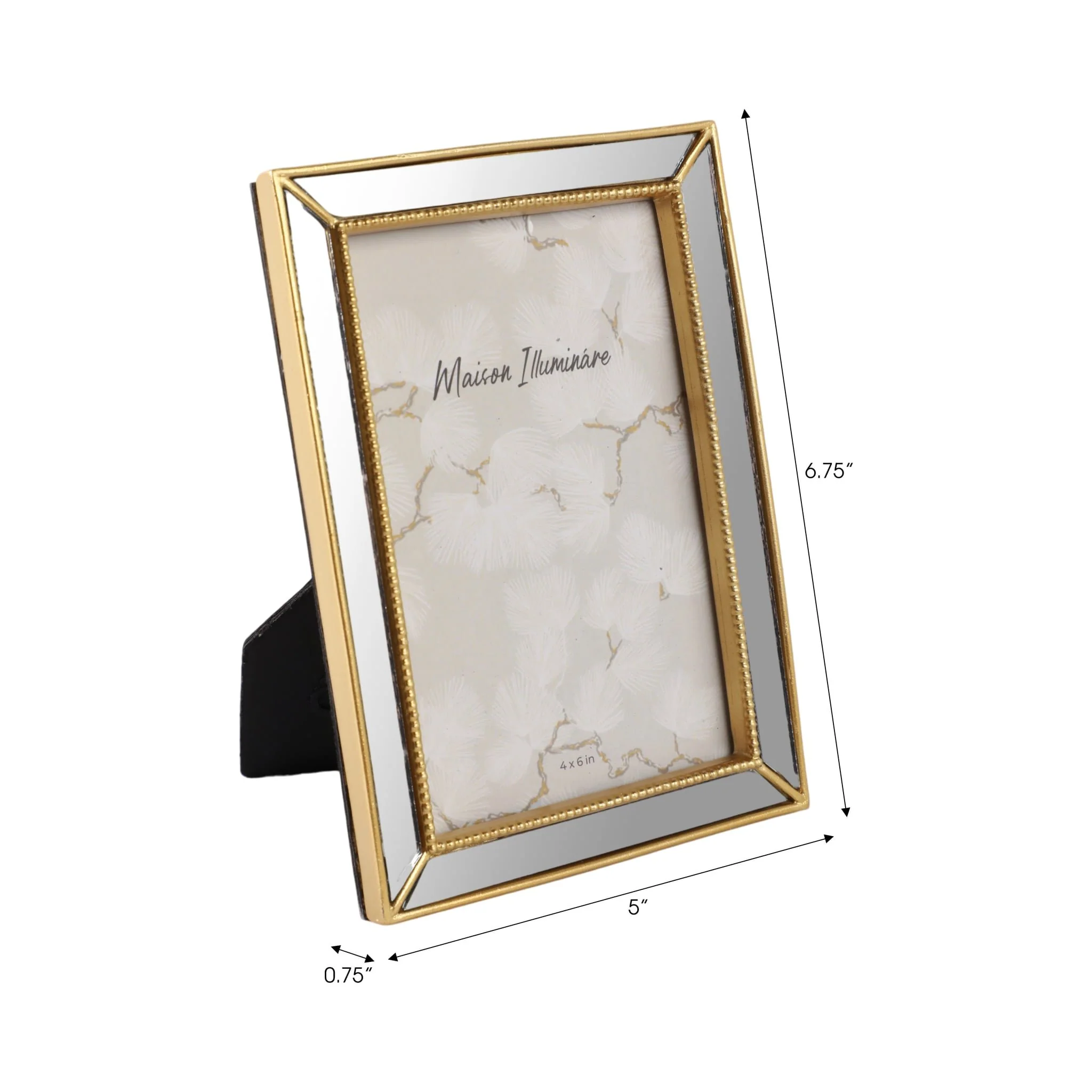 4x6 Resin Mirrored Beaded Border Photo Frame, Gold - Image 7