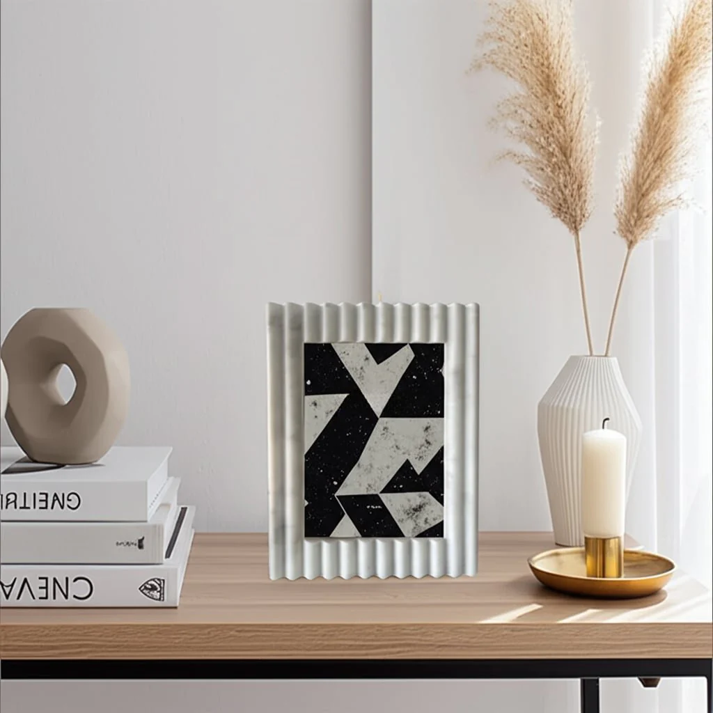 4x6" Ridged Quartz Resin Photo Frame, White - Image 10