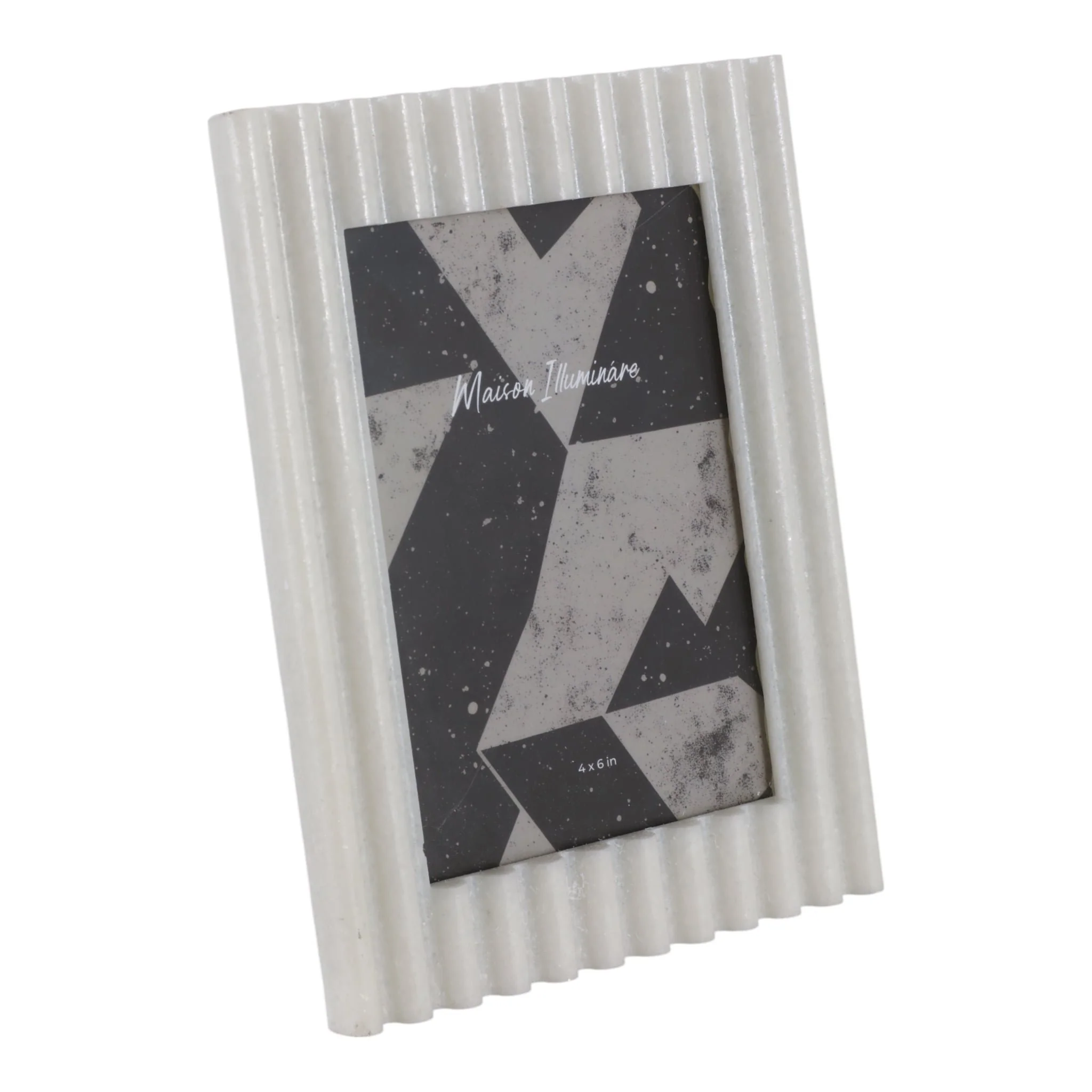 4x6" Ridged Quartz Resin Photo Frame, White - Image 2