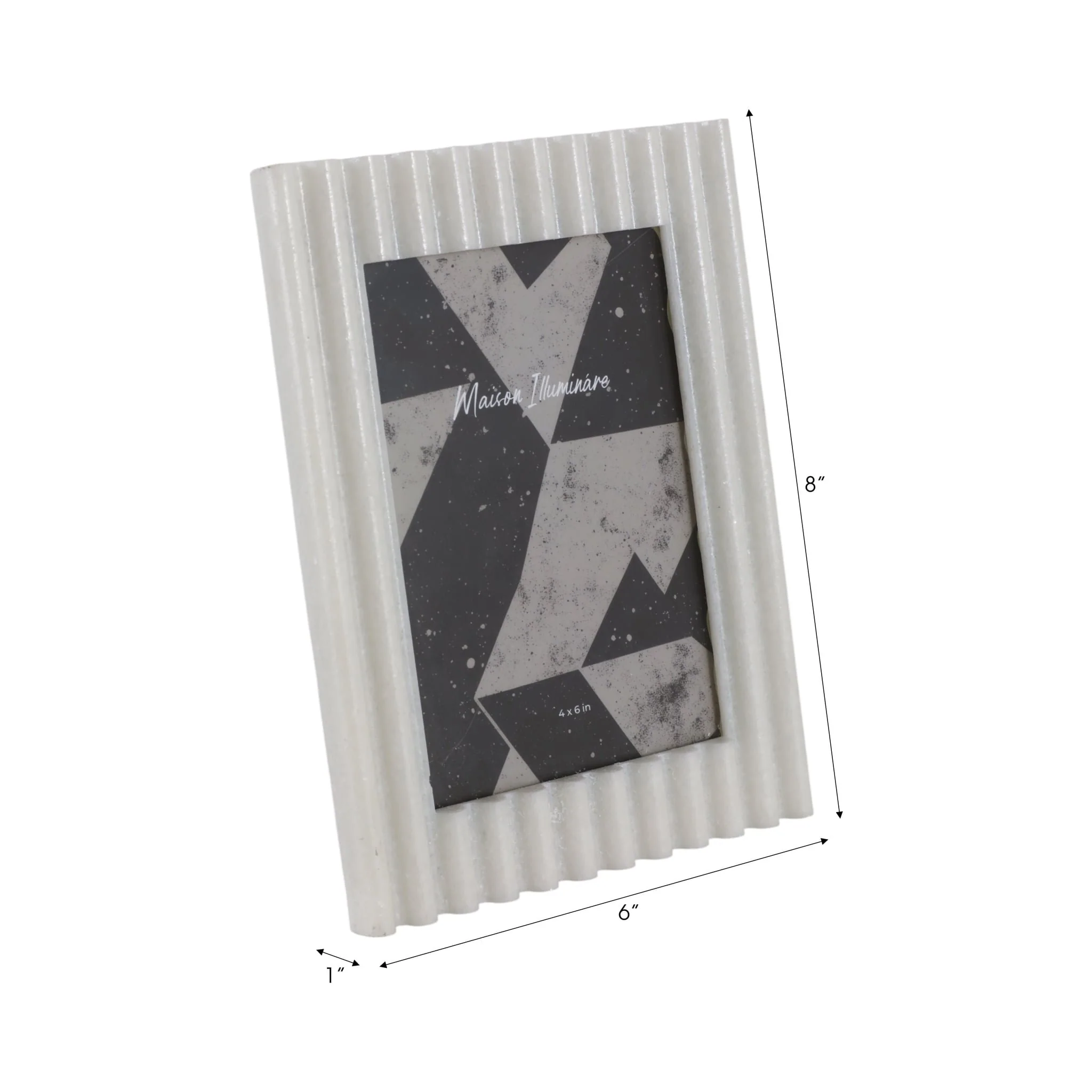 4x6" Ridged Quartz Resin Photo Frame, White - Image 7