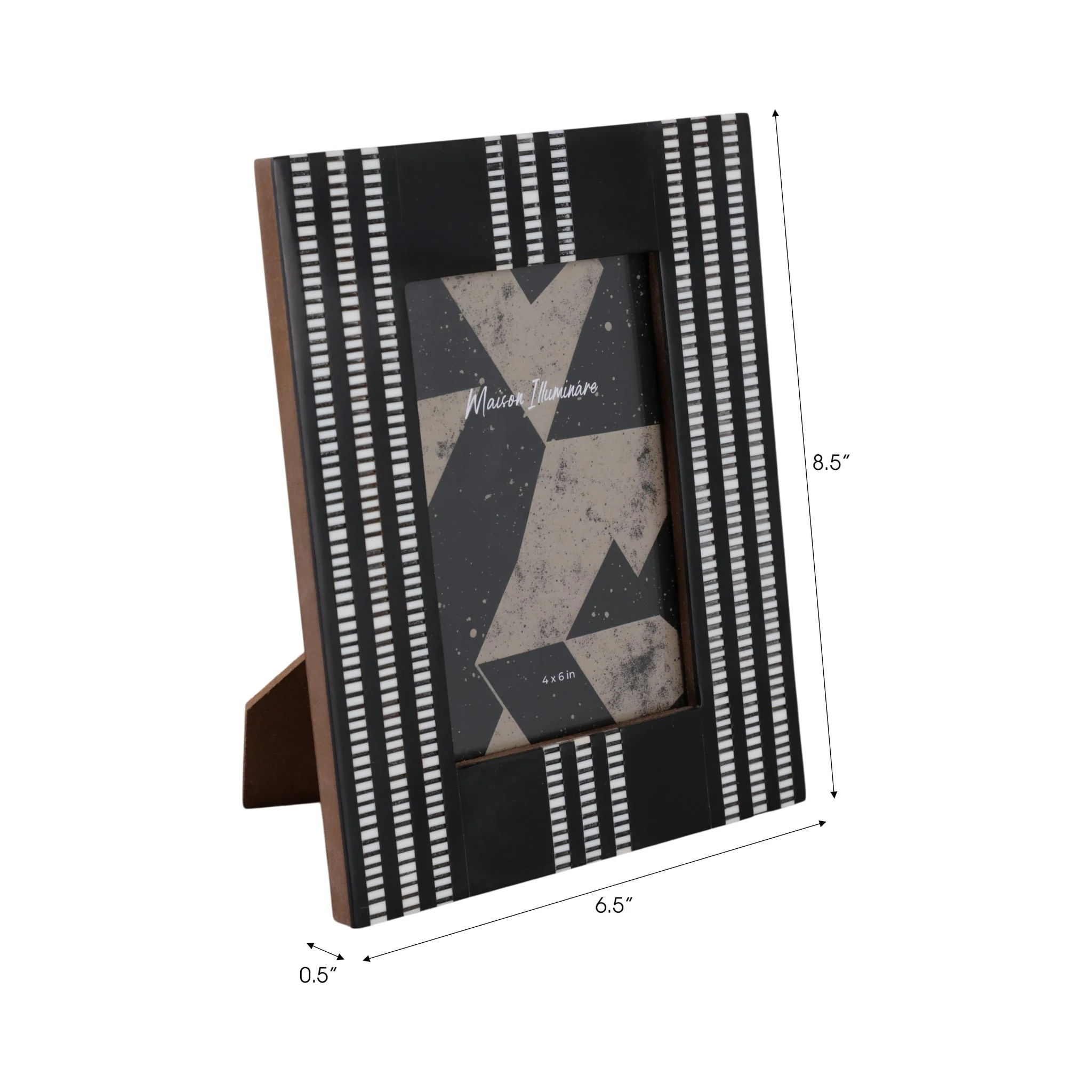 4x6 Ridged Stripes Photo Frame, Black/ivory - Image 2