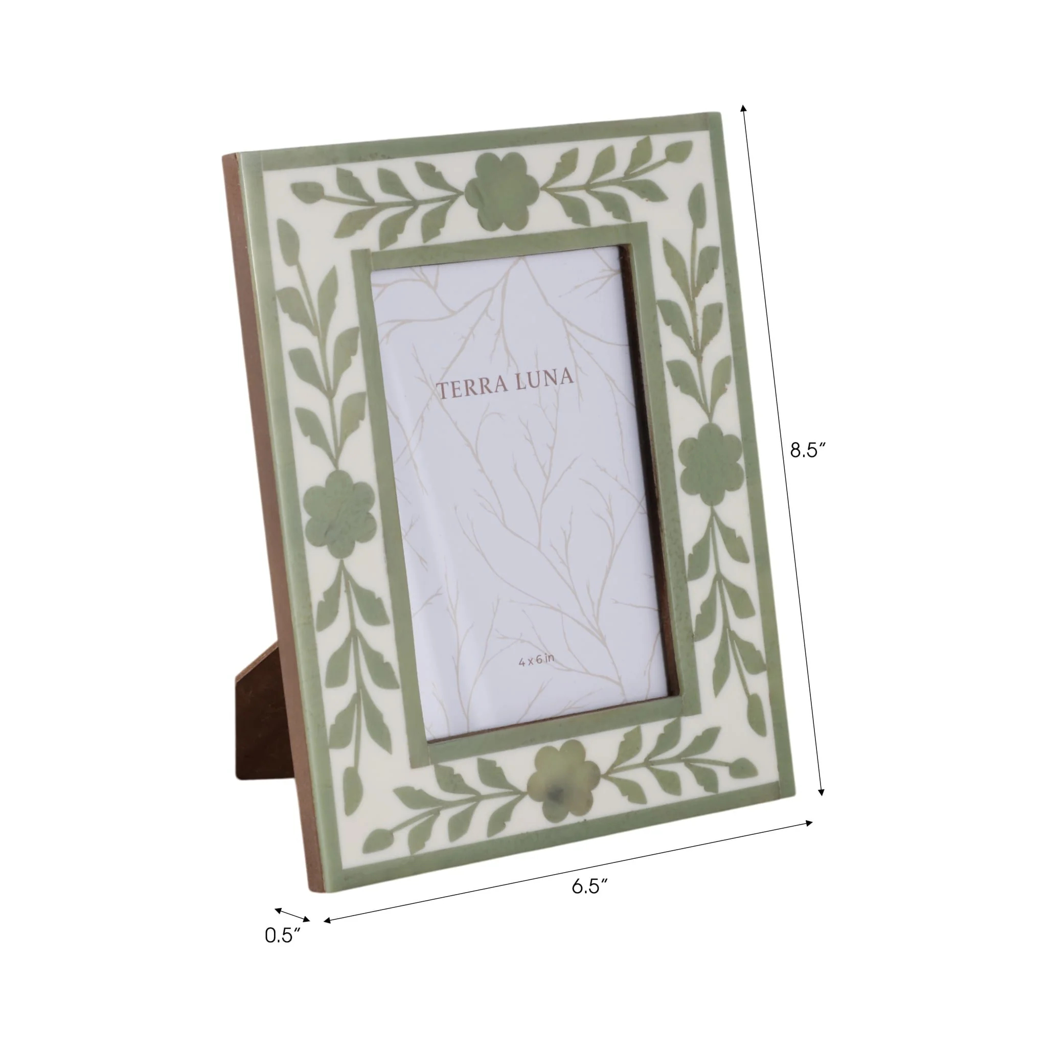 4x6 Sage Green Petals Photo Frame, White/green - Image 7