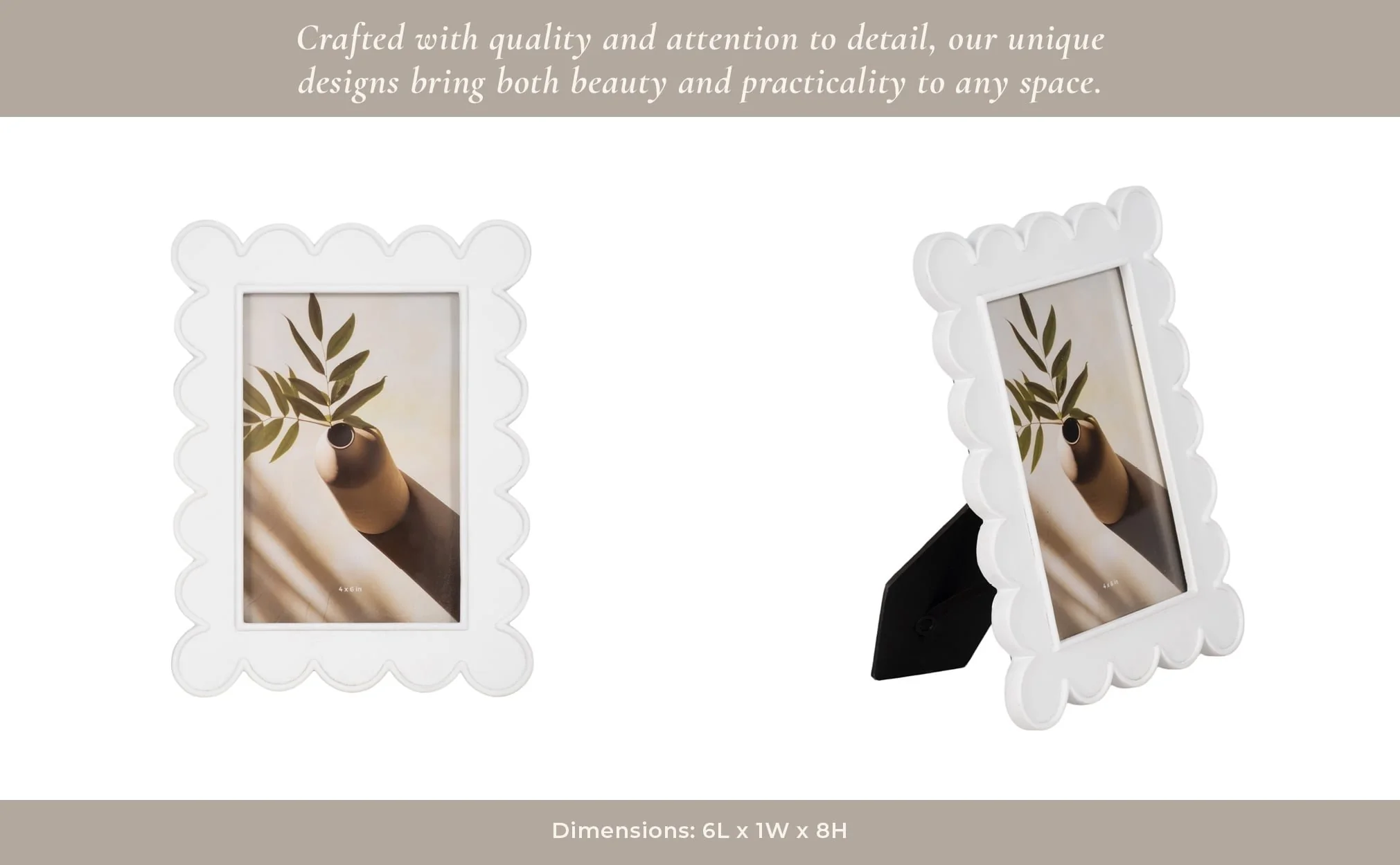 4x6 Scallop Edge Photo Frame, White - Image 15