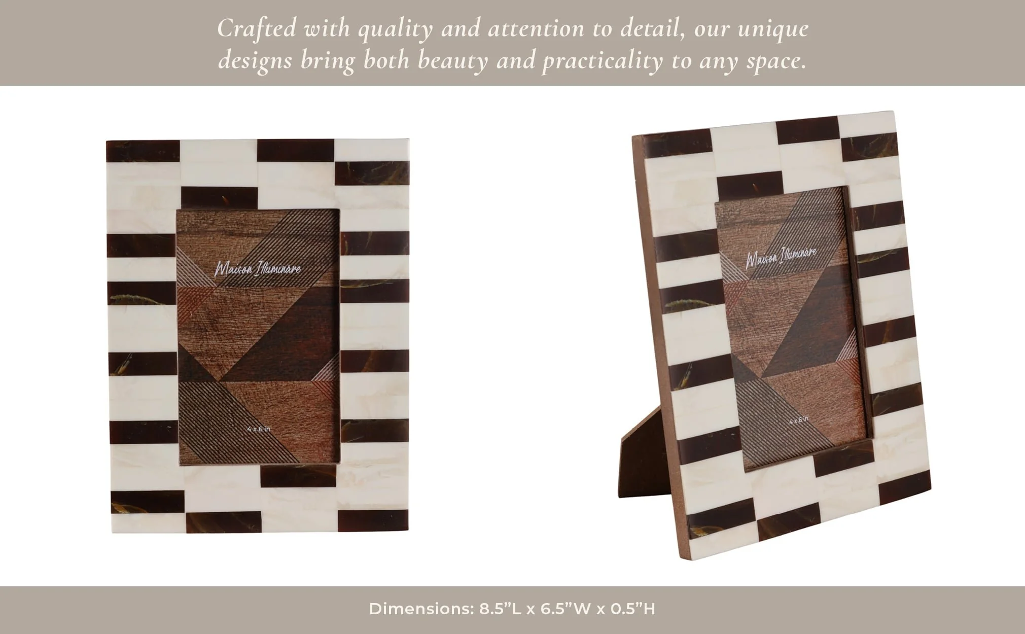 4x6 Small Stripe Photo Frame, Brown/ivory - Image 11