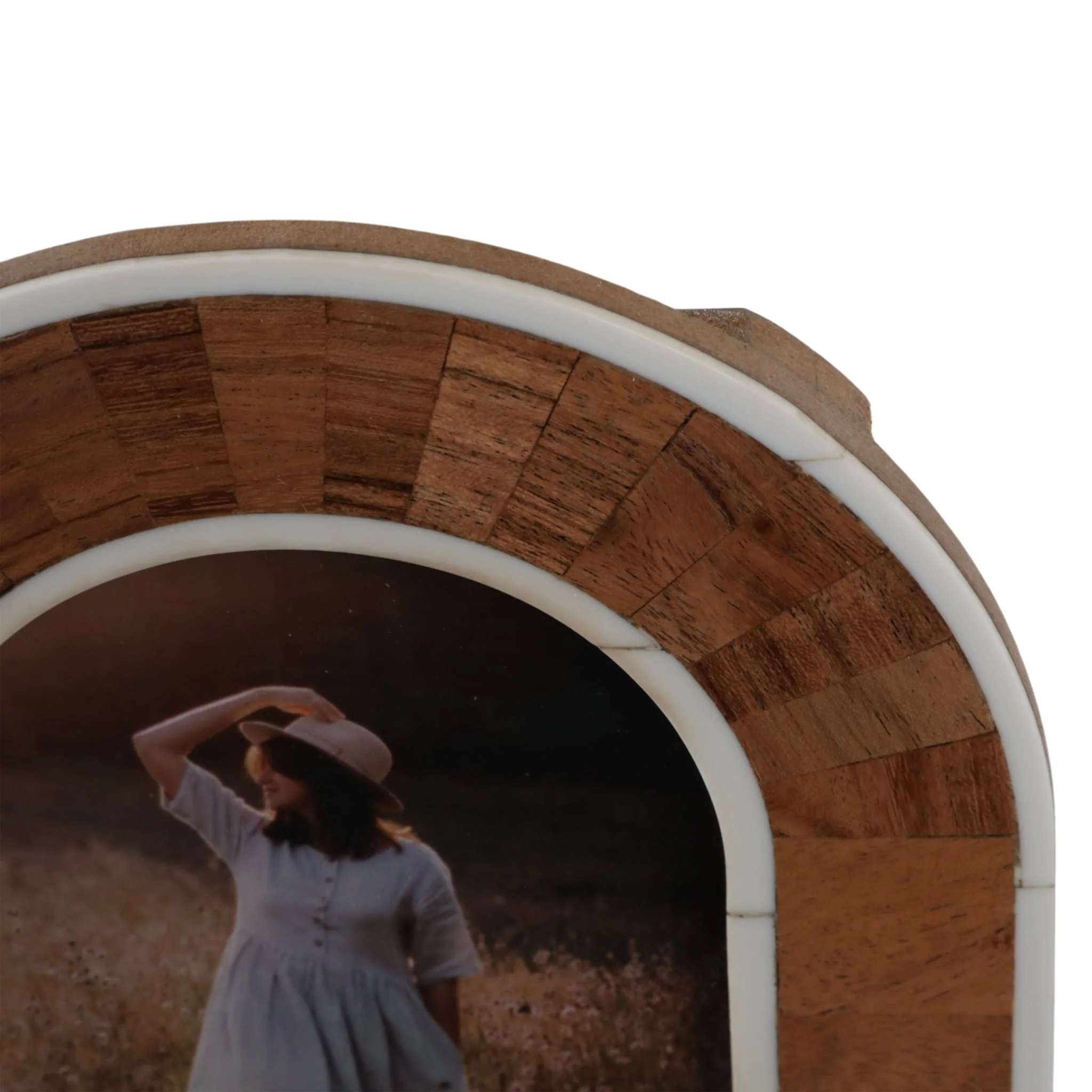 4x6 Wood Inlay Arch Photo Frame, Natural/ivory - Image 6