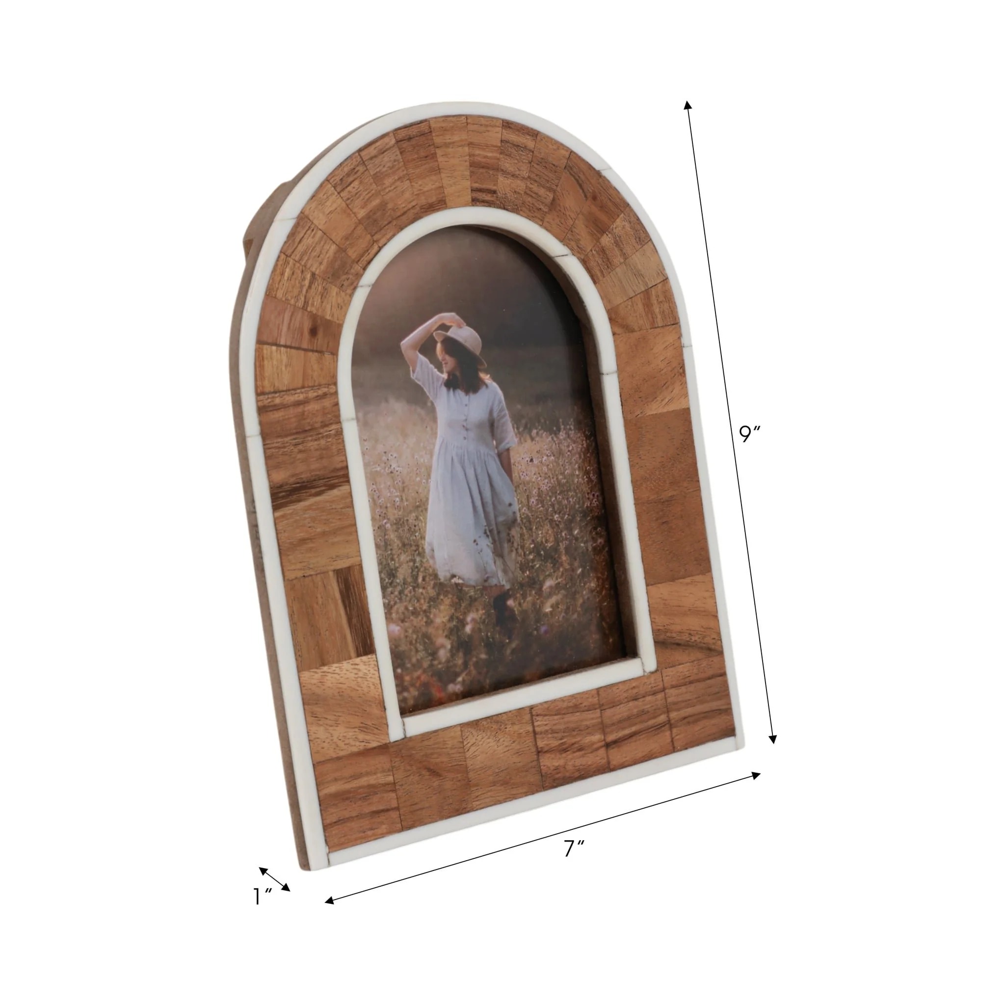 4x6 Wood Inlay Arch Photo Frame, Natural/ivory - Image 7