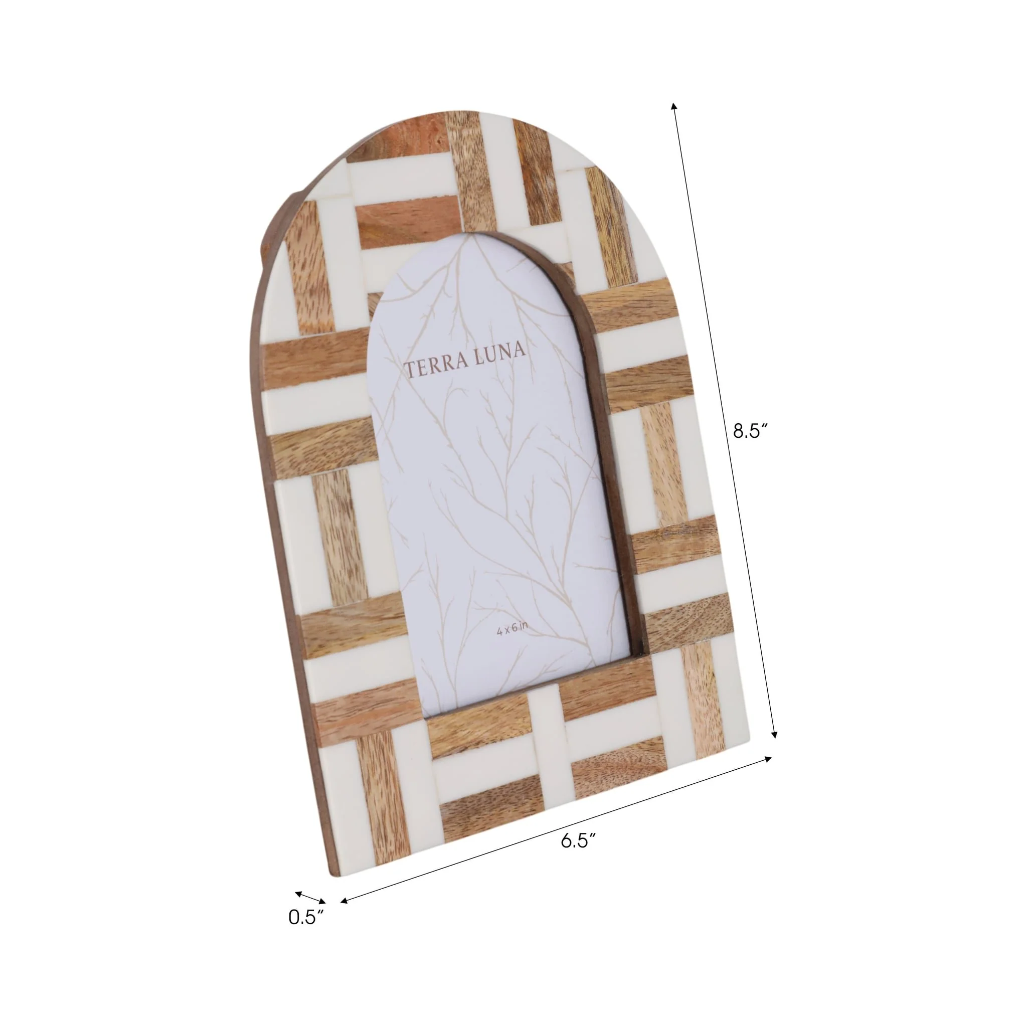 4x6 Wood Inlay Photo Frame, Ivory/natural - Image 7