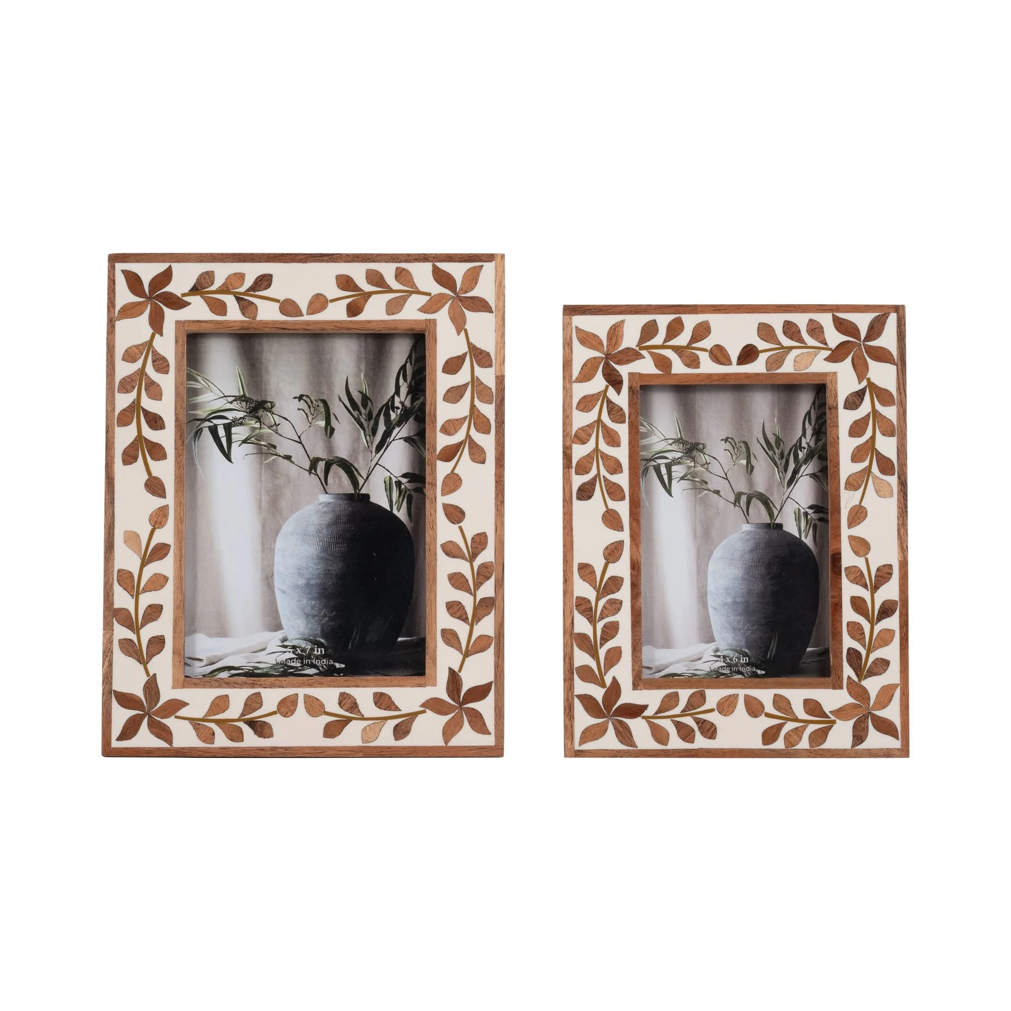 4x6 Wood Inlay Vine Photo Frame, Natural - Image 6