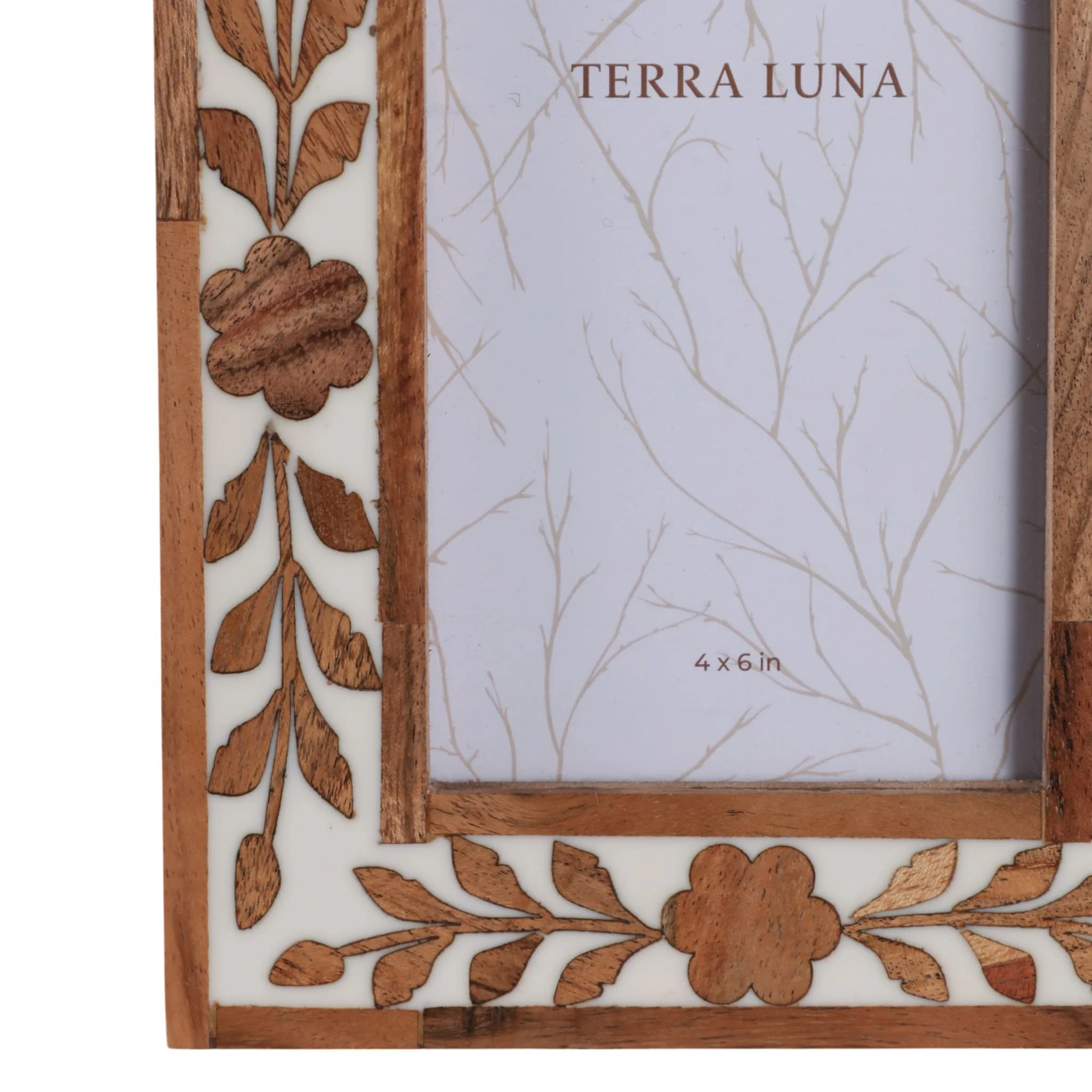4x6 Wood Petals Photo Frame, White/natural - Image 5