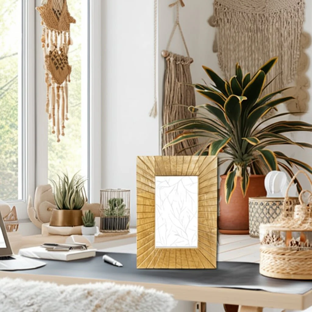 4x6 Wood Starburst Photo Frame, Natural - Image 9
