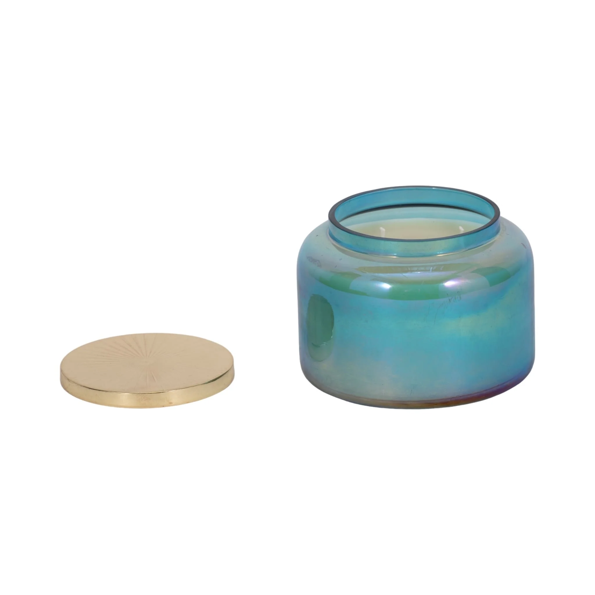 5" 23 Oz Jasmine Luster Lidded Candle, Blue/gol - Image 2