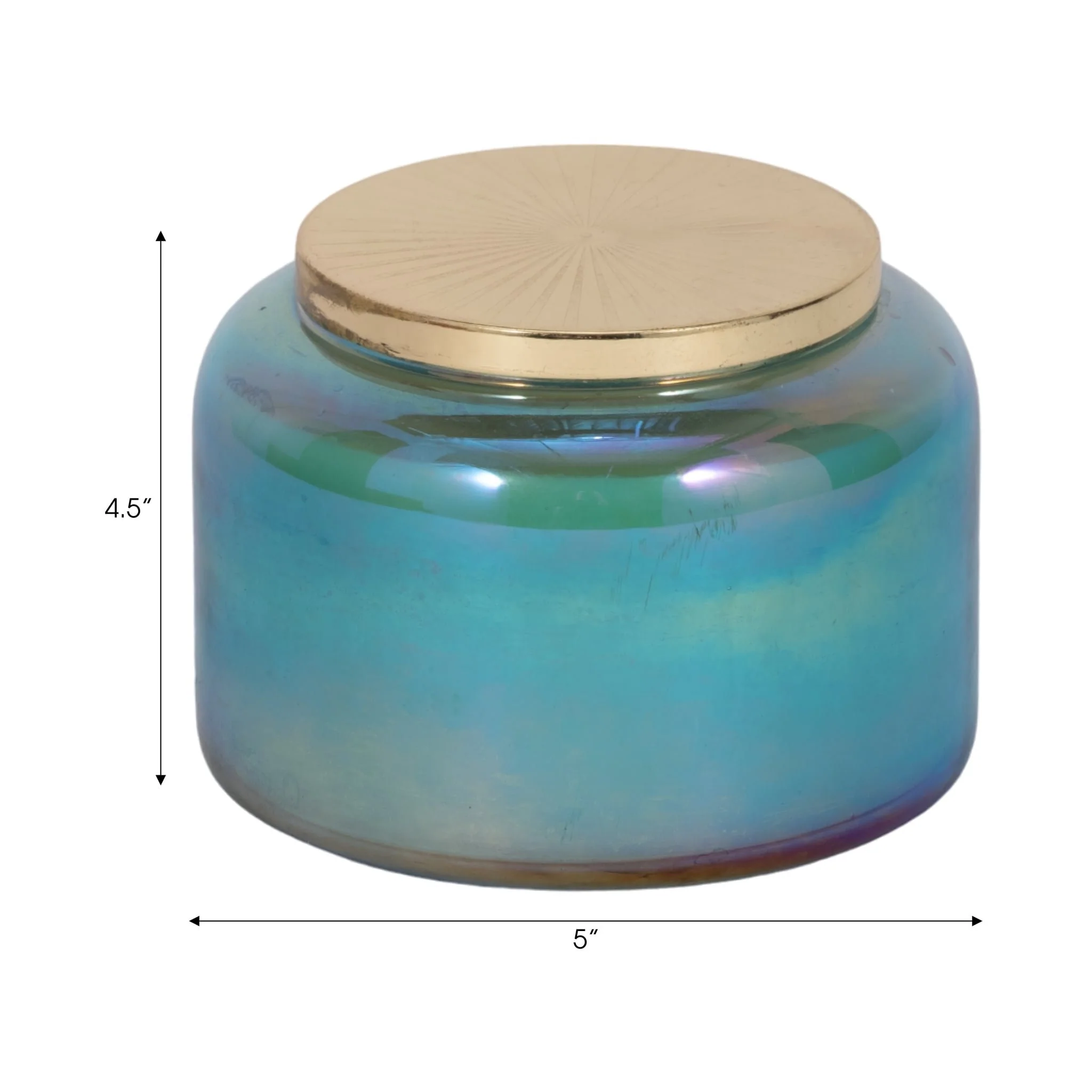 5" 23 Oz Jasmine Luster Lidded Candle, Blue/gol - Image 8