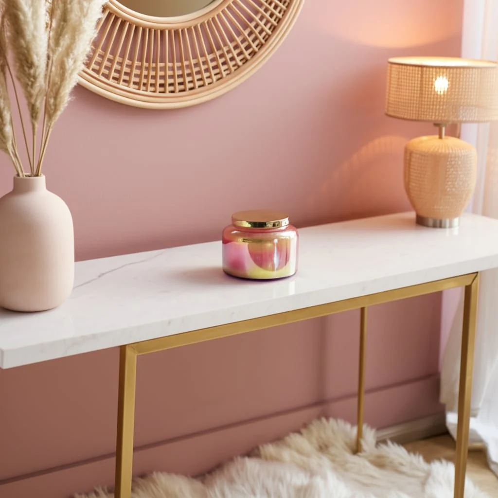 5" 23 Oz Jasmine Luster Lidded Candle, Pink/gold - Image 10