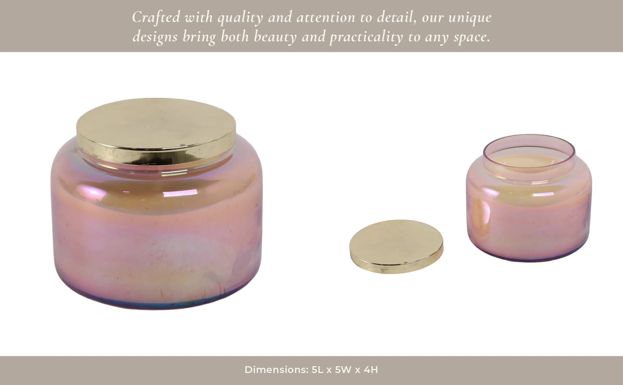 5" 23 Oz Jasmine Luster Lidded Candle, Pink/gold - Image 11