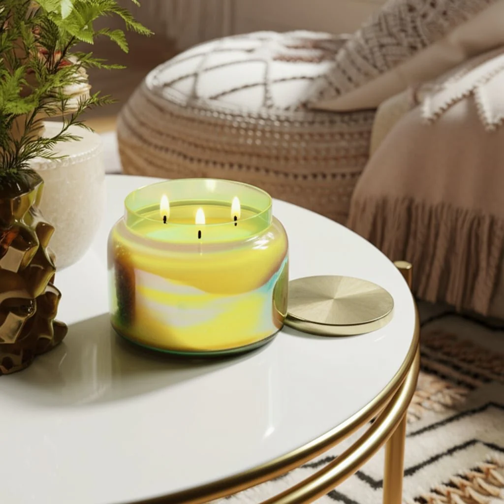 5" 23 Oz Verbena Luster Lidded Candle, Green/go - Image 10