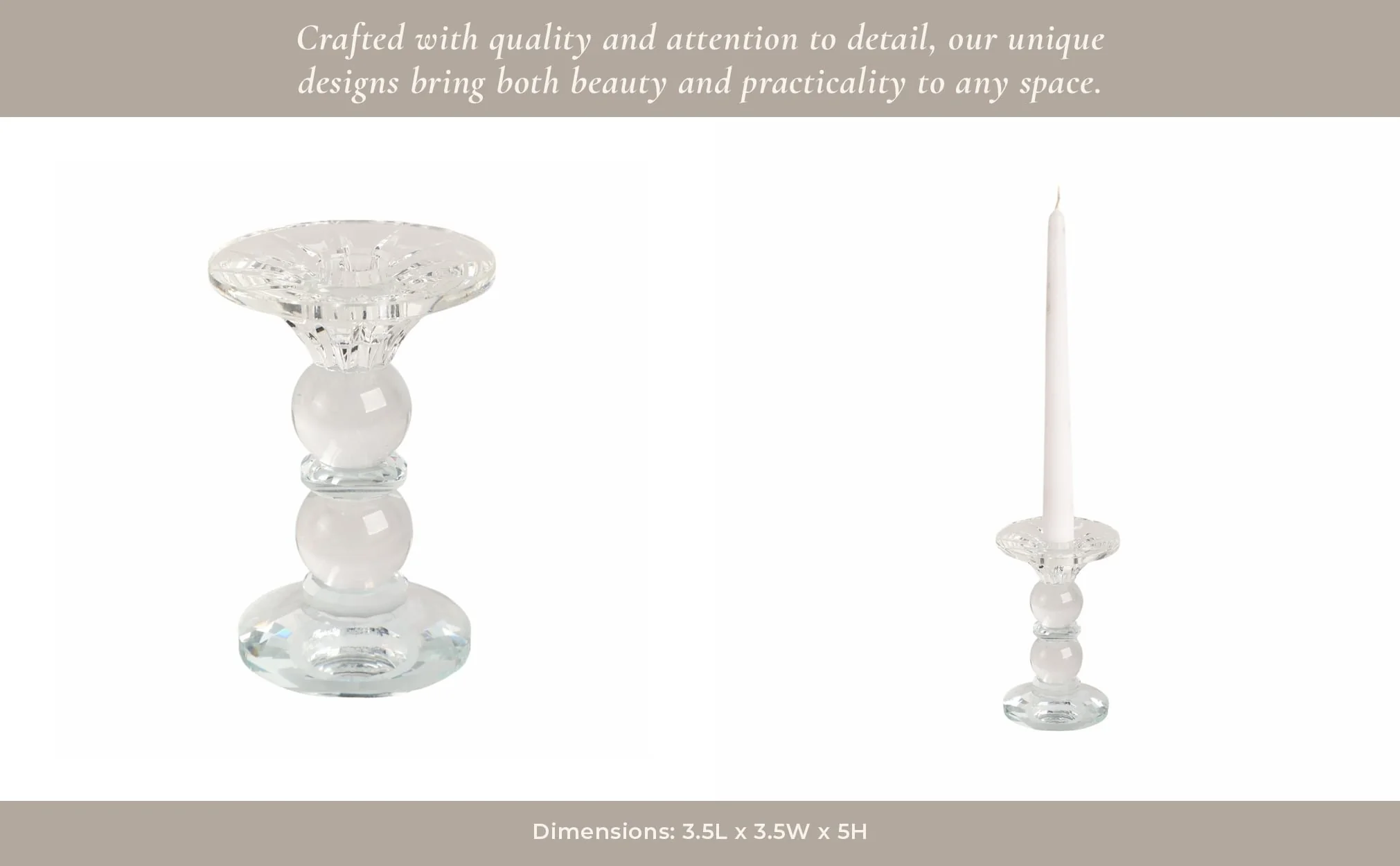 5" Bubble Crystal Candle Holder W/ Taper, Clear - Image 11