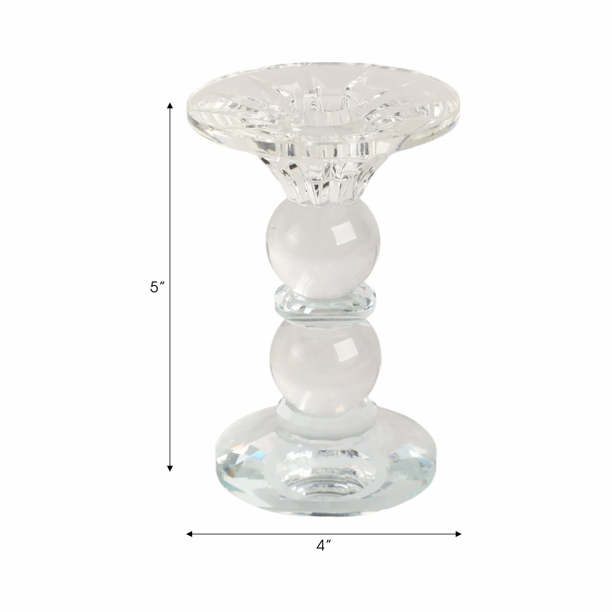 5" Bubble Crystal Candle Holder W/ Taper, Clear - Image 7