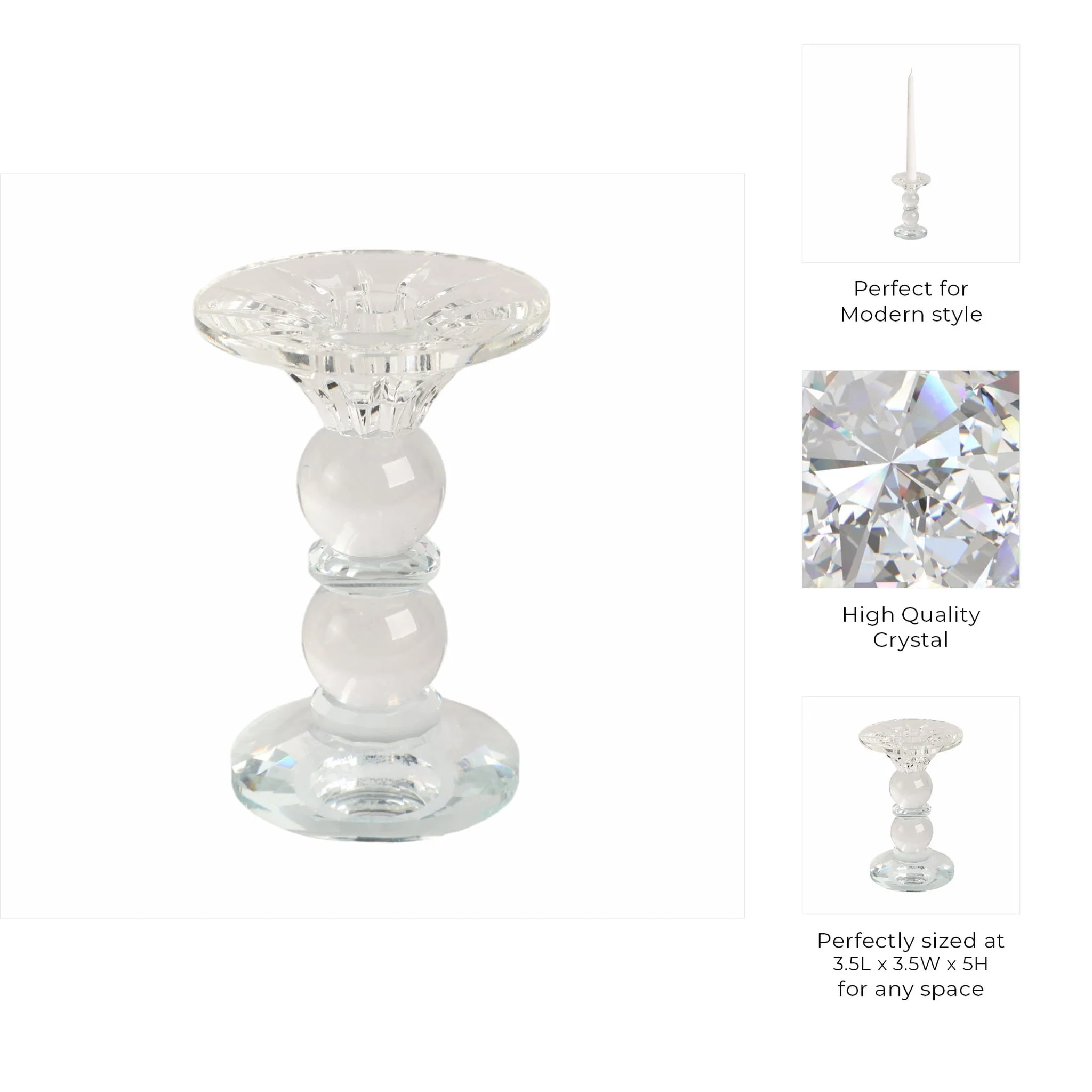 5" Bubble Crystal Candle Holder W/ Taper, Clear - Image 8