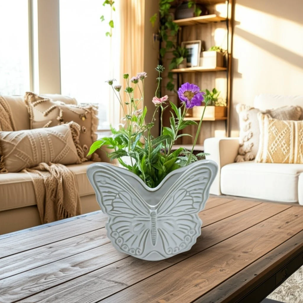 5" Butterfly Pencil Cup, Ivory - Image 8