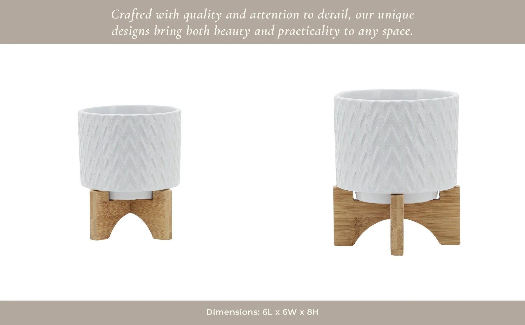 5" Chevron Planter W/ Stand, White - Image 15