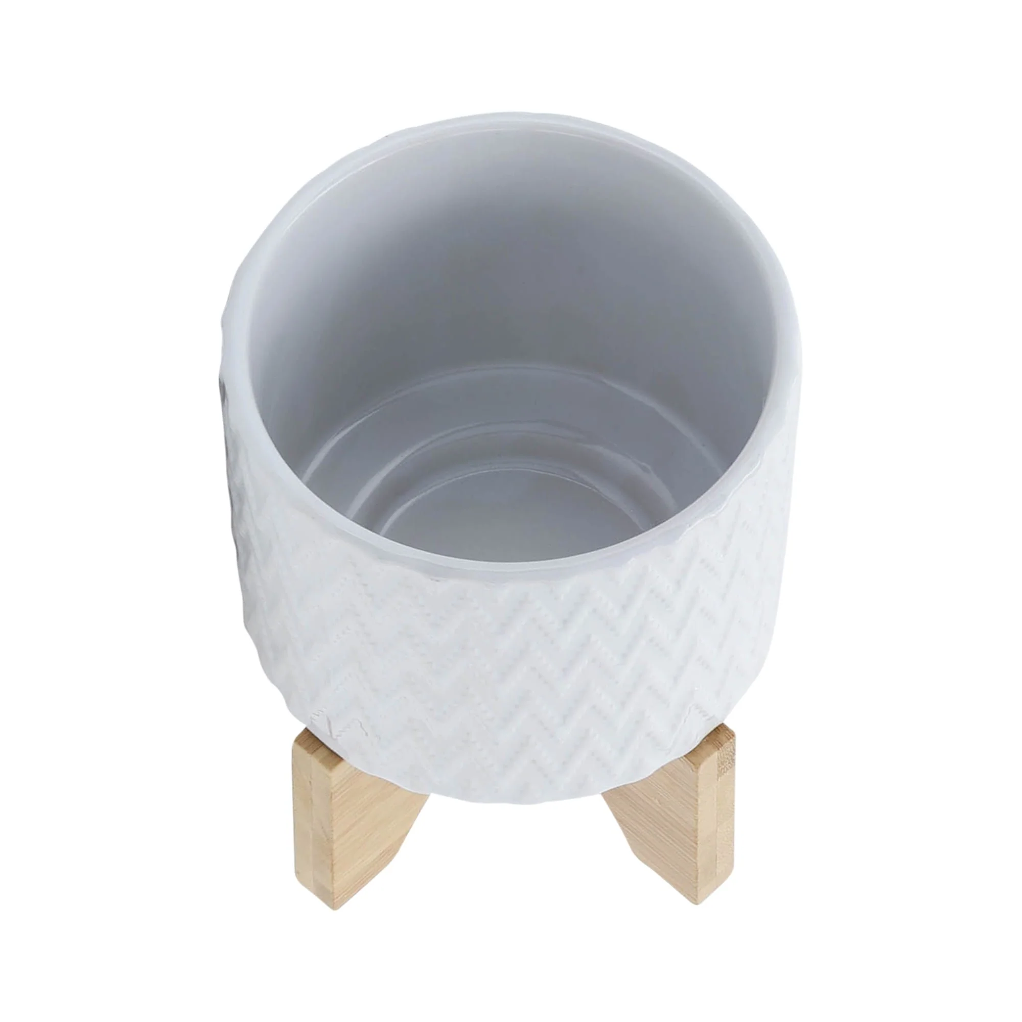 5" Chevron Planter W/ Stand, White - Image 4