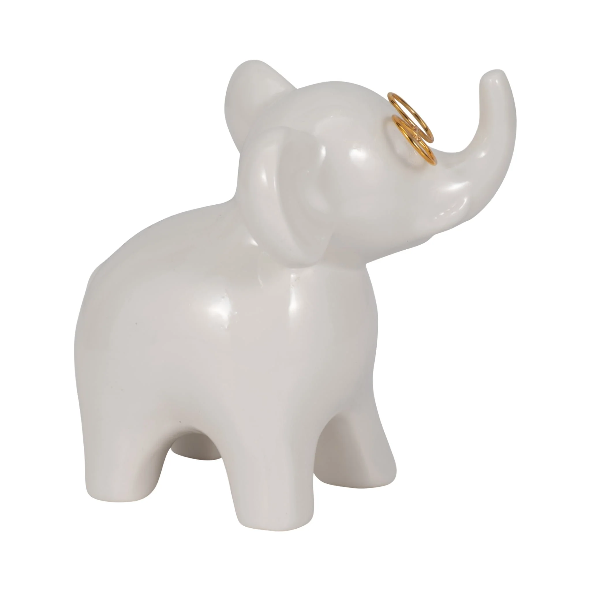 5" Elephant With Glasses, White/gold - Image 3