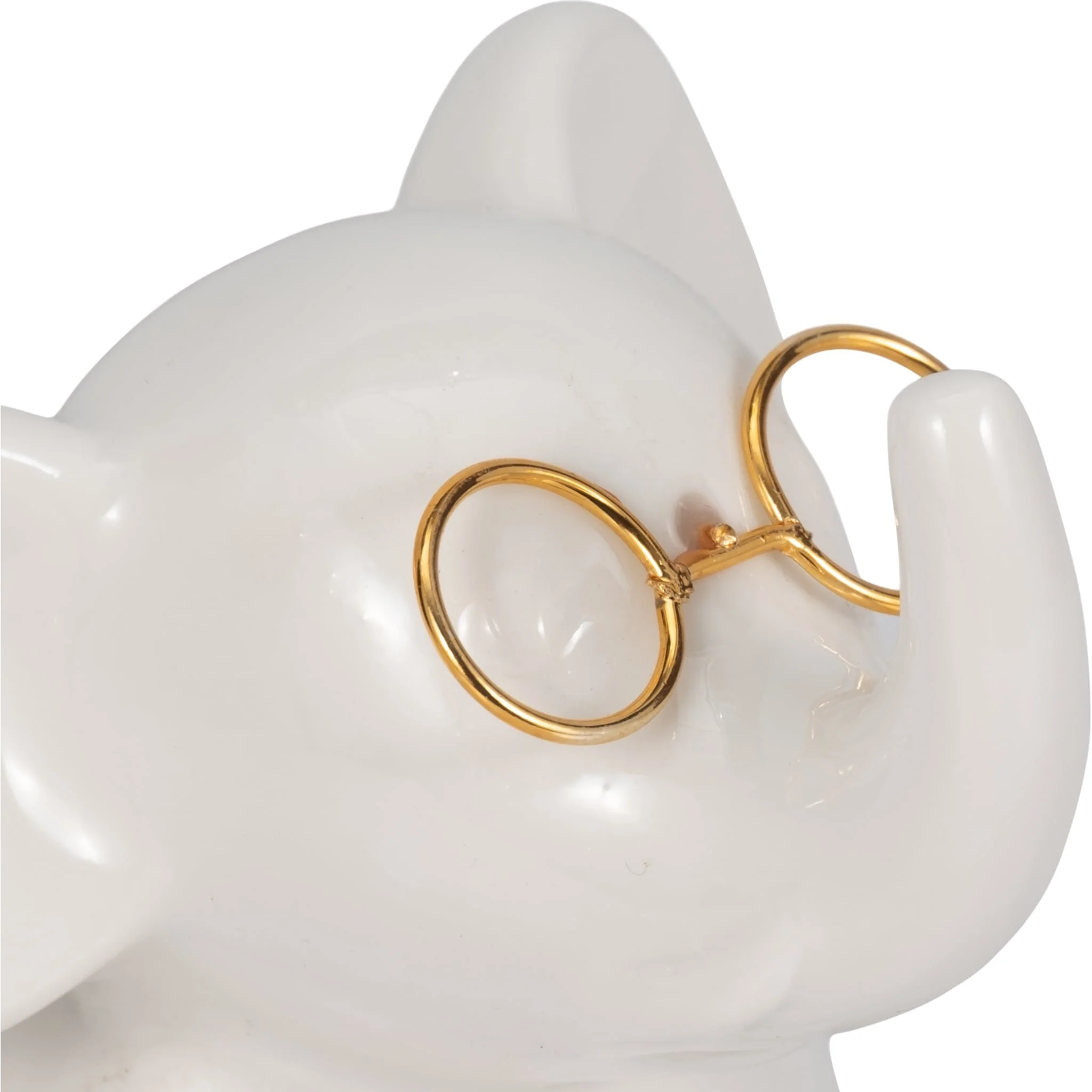 5" Elephant With Glasses, White/gold - Image 5