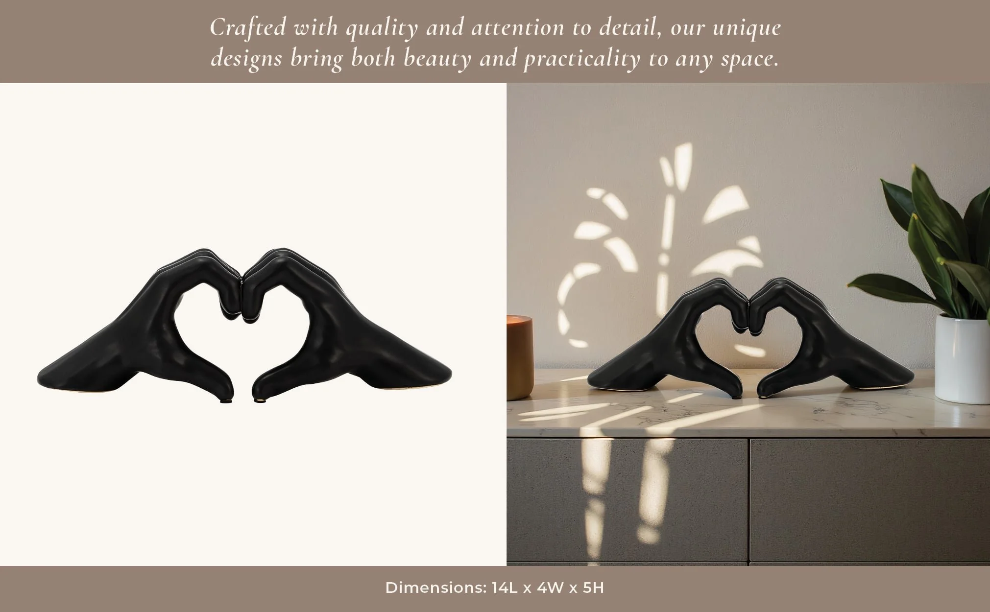 5" Hand-heart, Black - Image 4