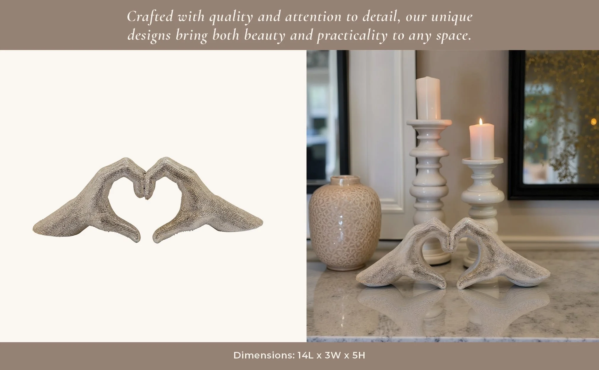 5" Hand-heart, Champagne - Image 4