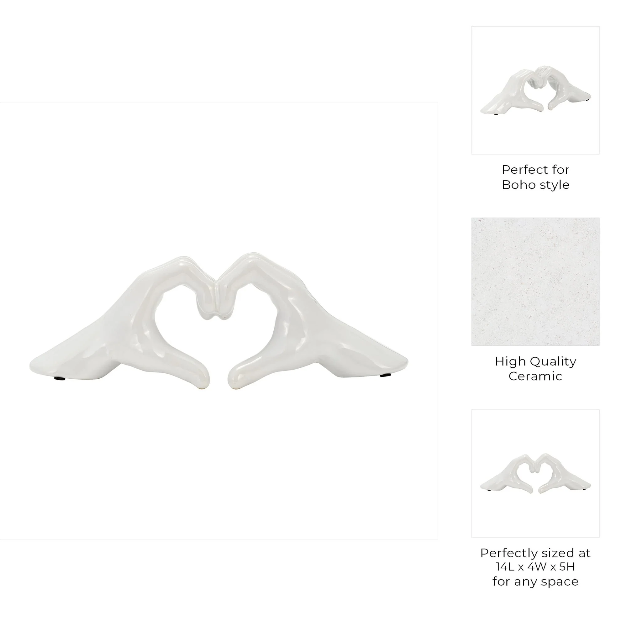5" Hand-heart, White - Image 3