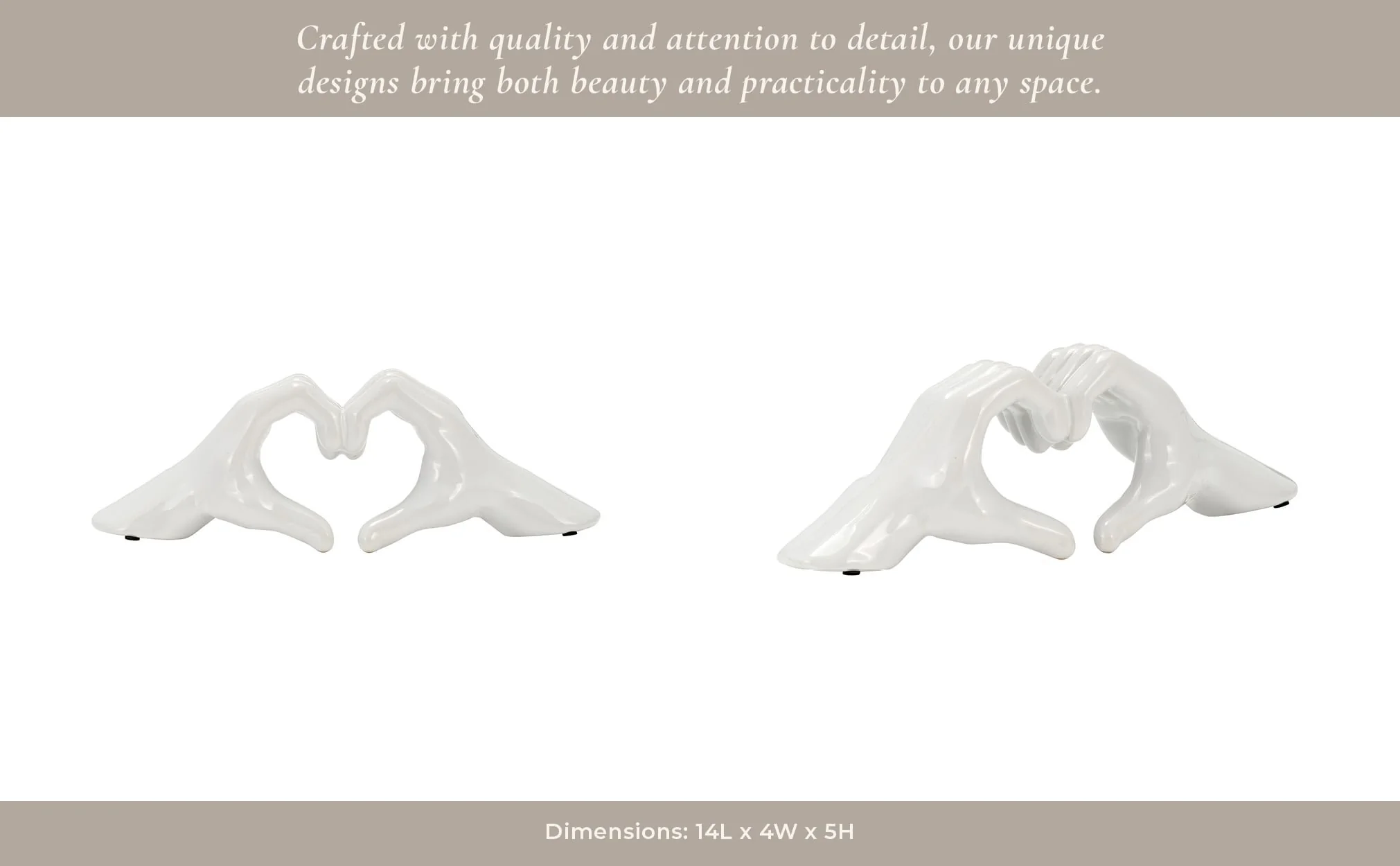 5" Hand-heart, White - Image 4