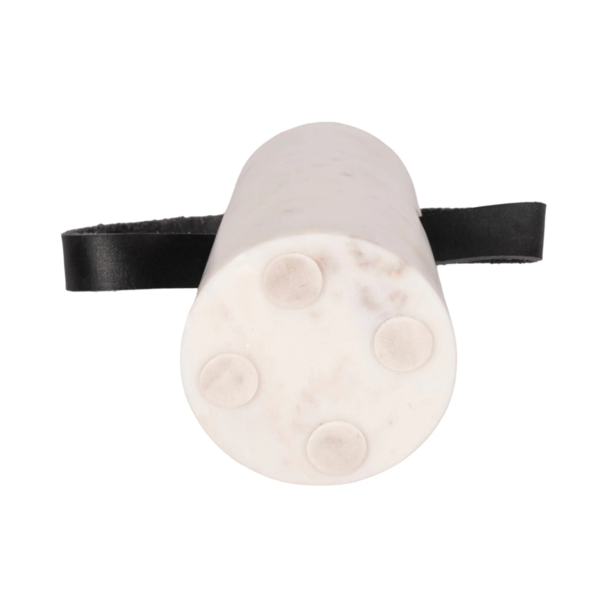 5" Marble Doorstop With Leather Handle, White/blac - Image 6