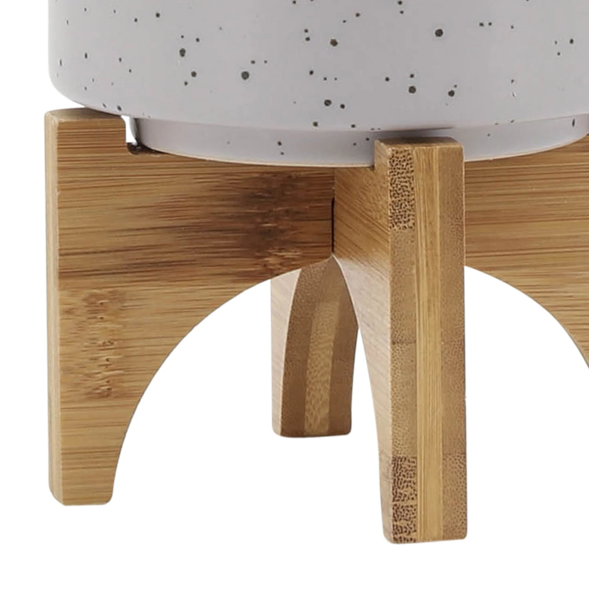 5" Planter W/ Wood Stand, Matte Beige - Image 7