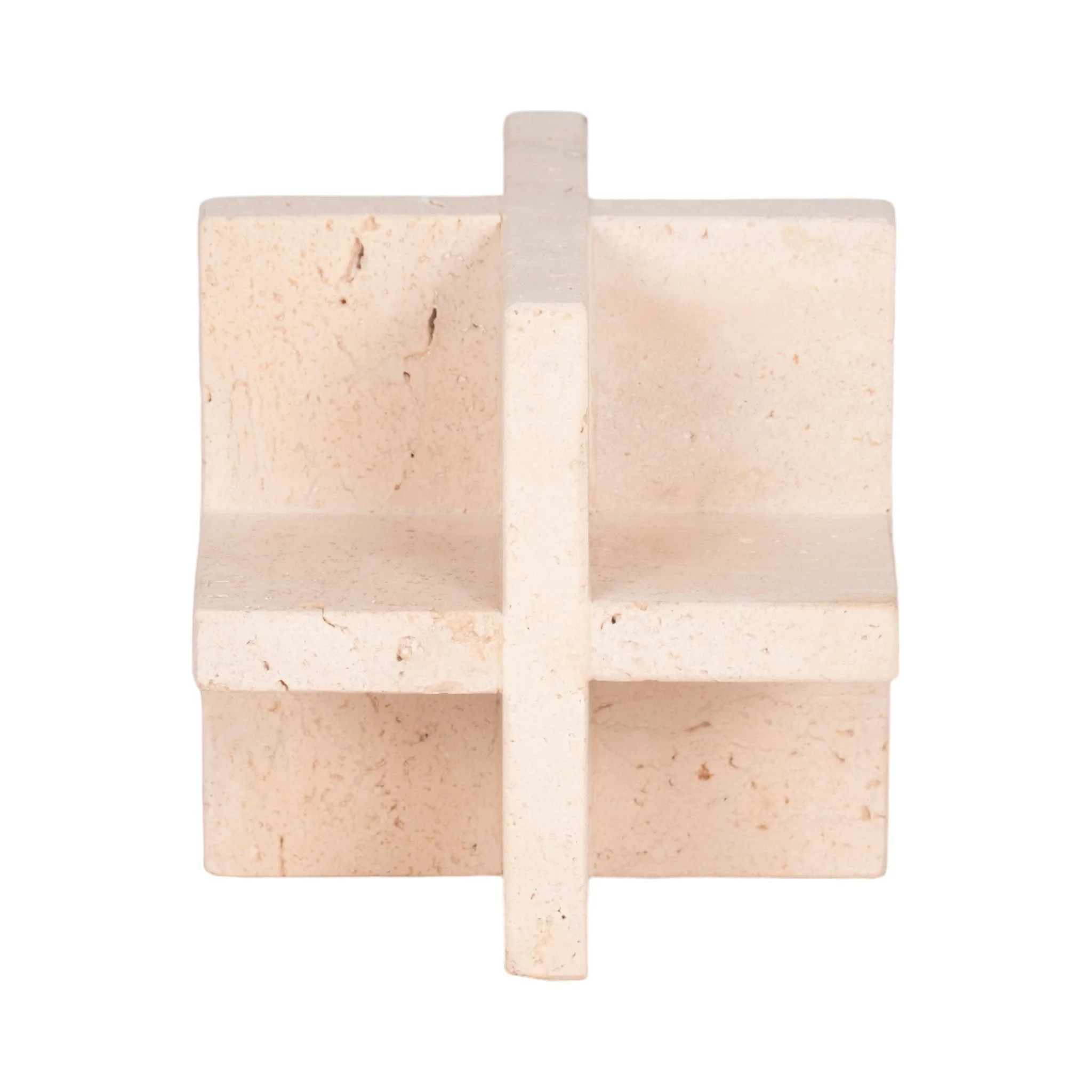 5" Travertine Geo Object, Tan - Image 4