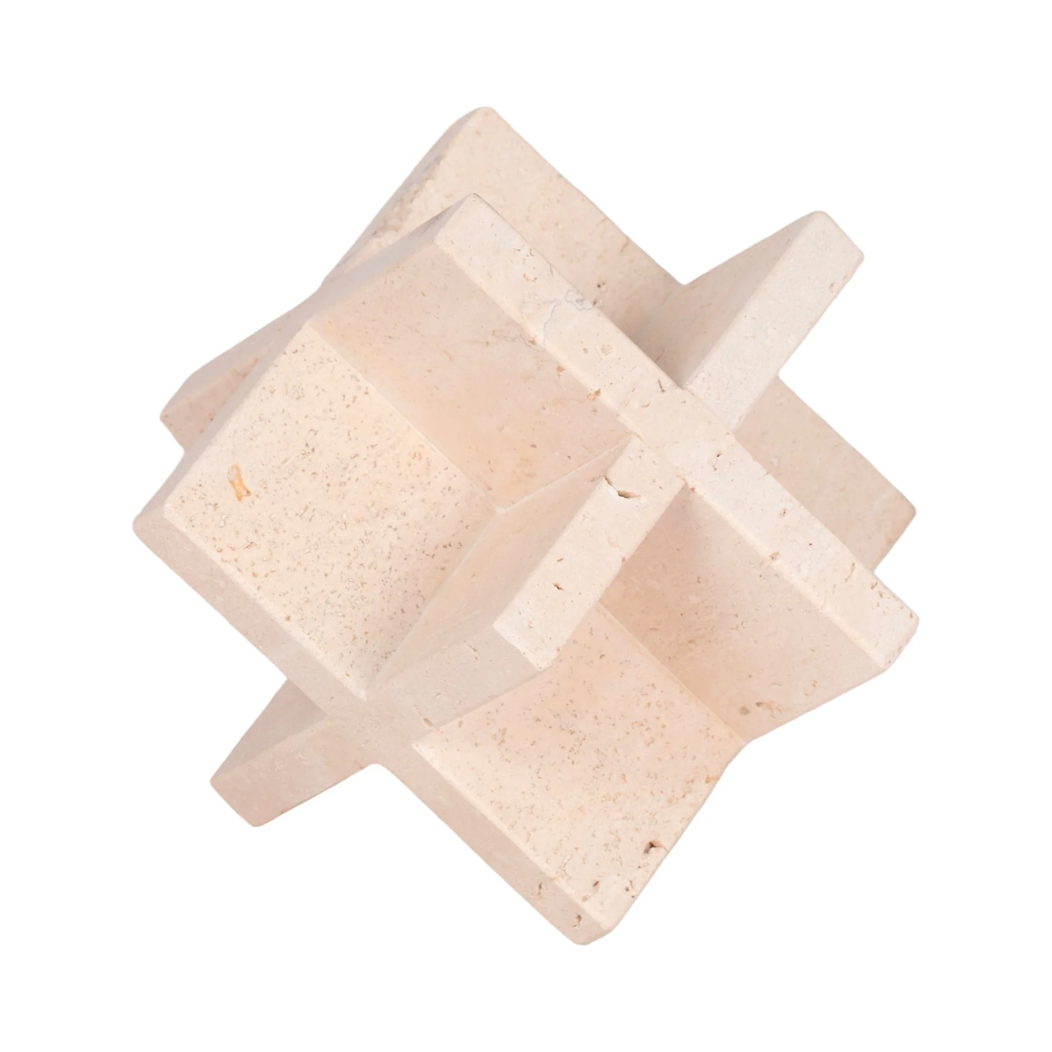 5" Travertine Geo Object, Tan - Image 7