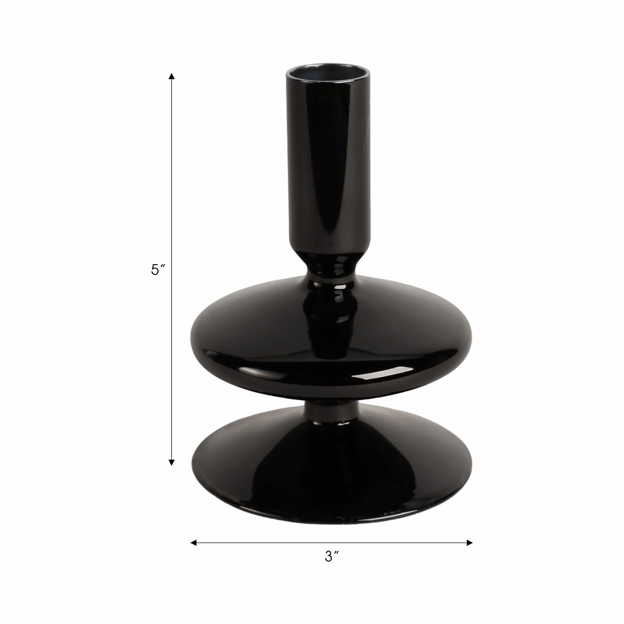 5" Vintage Glass Taper Candle Holder, Black - Image 2