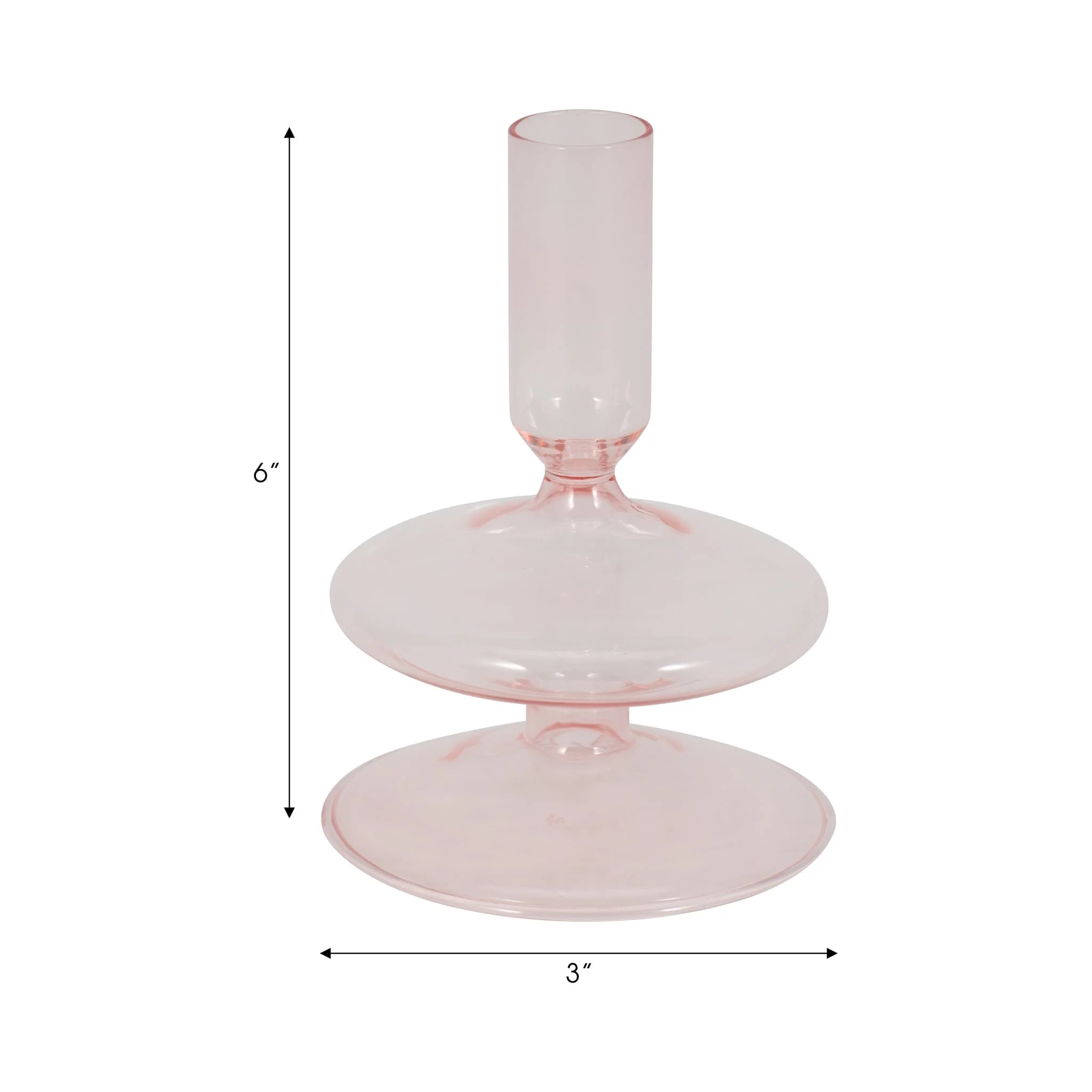5" Vintage Glass Taper Candle Holder, Pink - Image 2