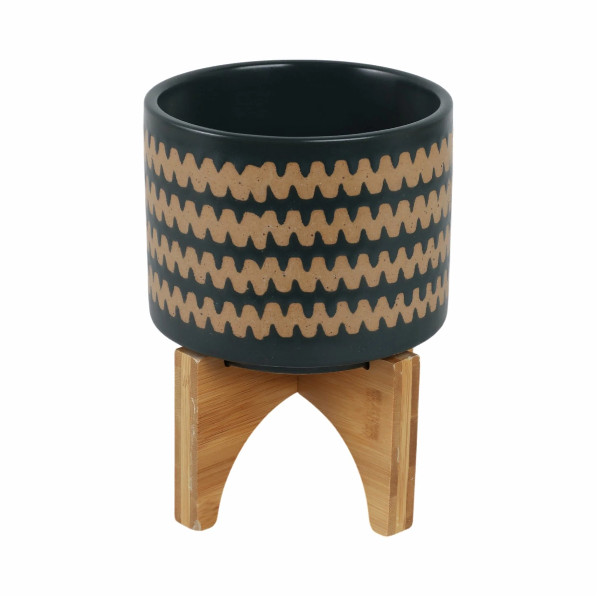 5" Zig-zag Planter W/ Stand, Teal - Image 4