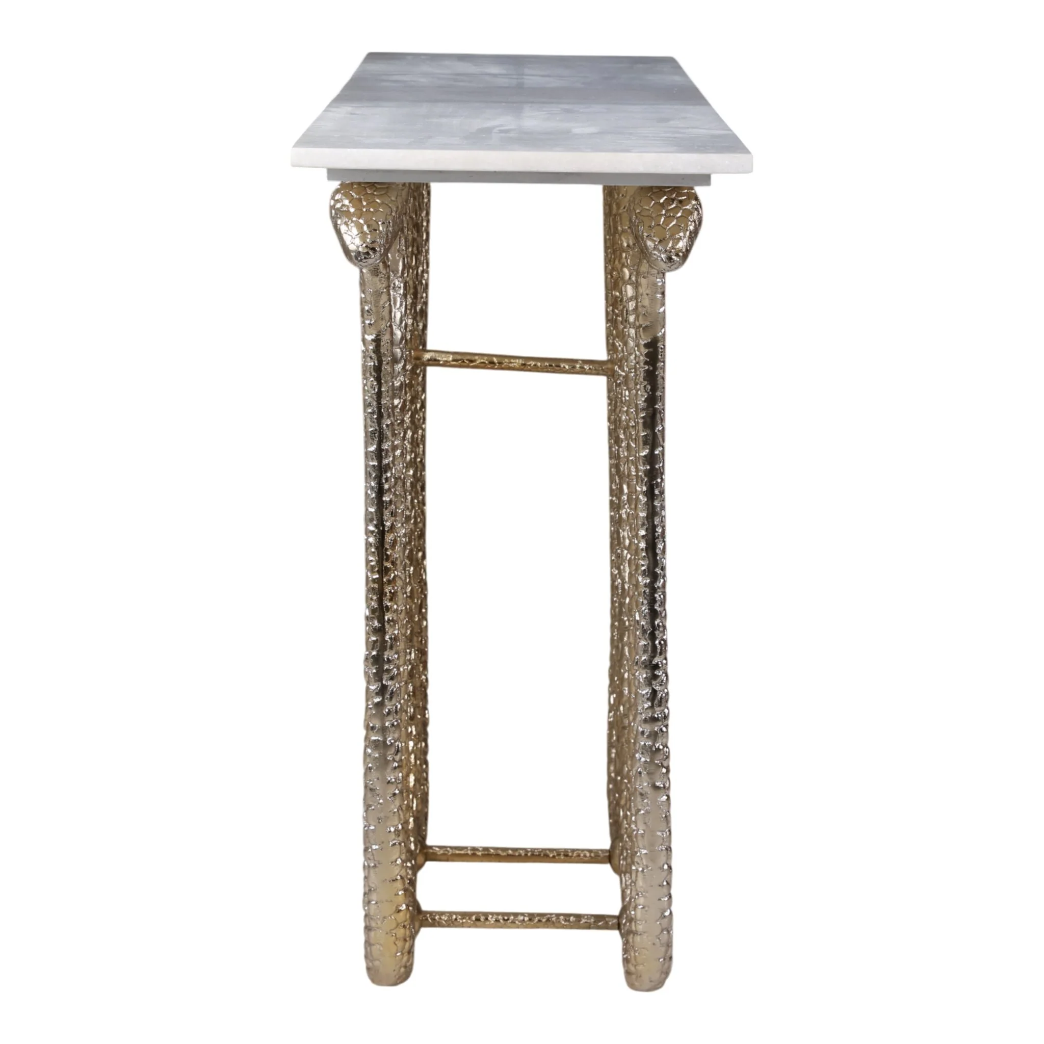 50x30" Snake Base Marble Top Console Table, White/ - Image 3