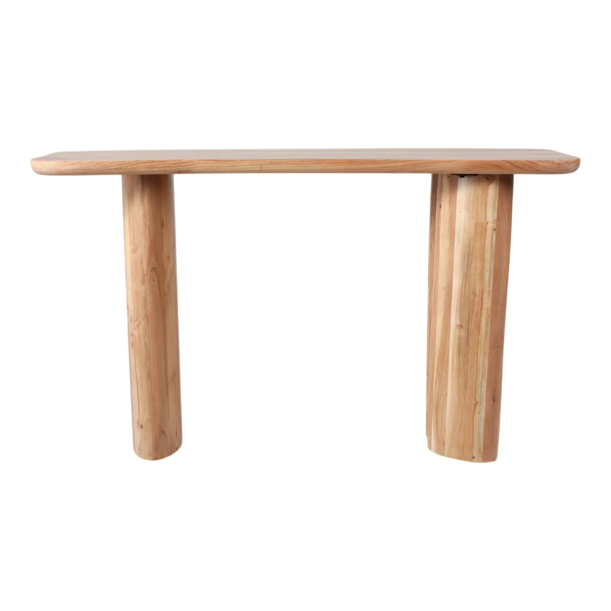51x30 Acacia Curved Leg Console Table, Nat - Image 4