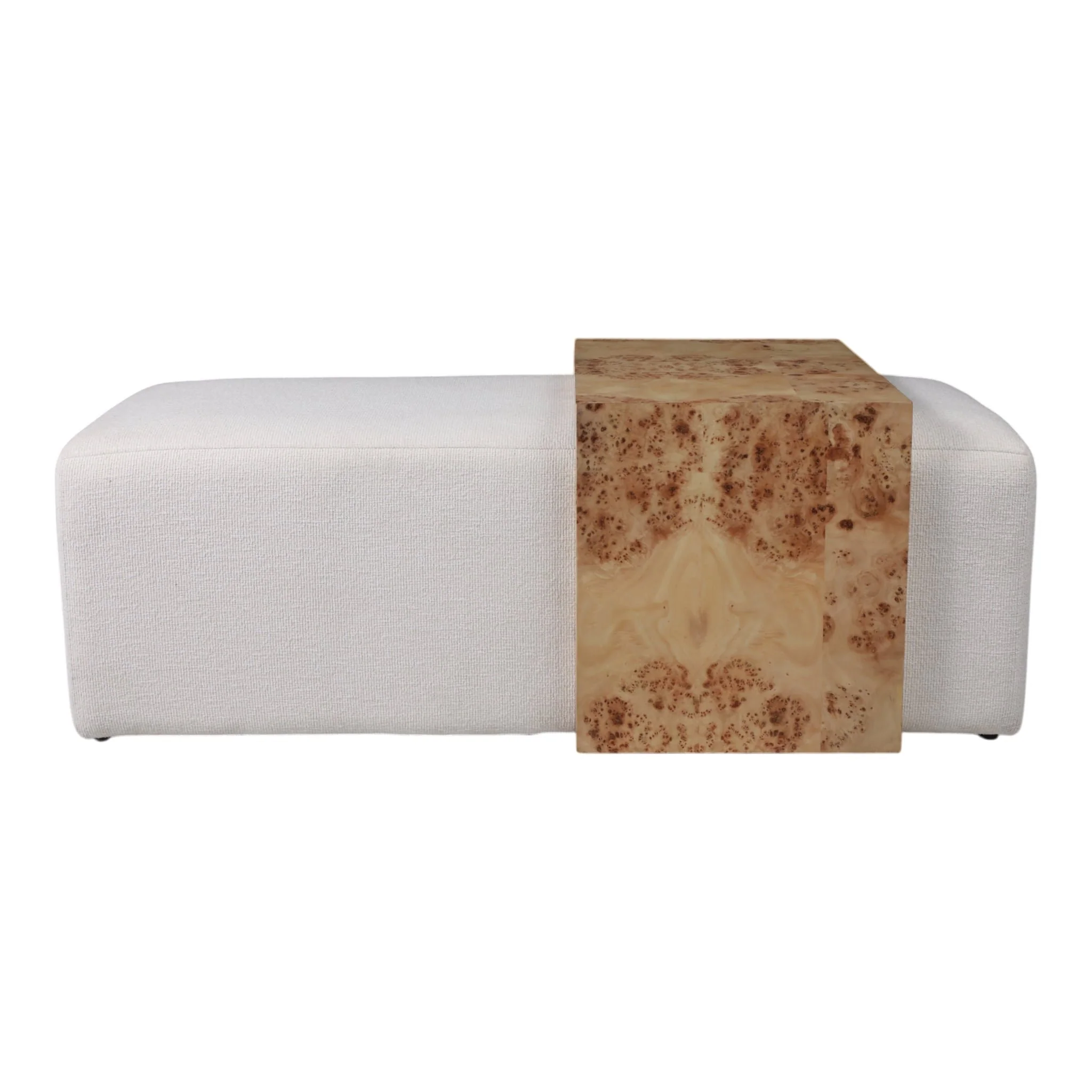 53" Rectangular Ottoman With Burl Wood Table, Ivor - Image 2