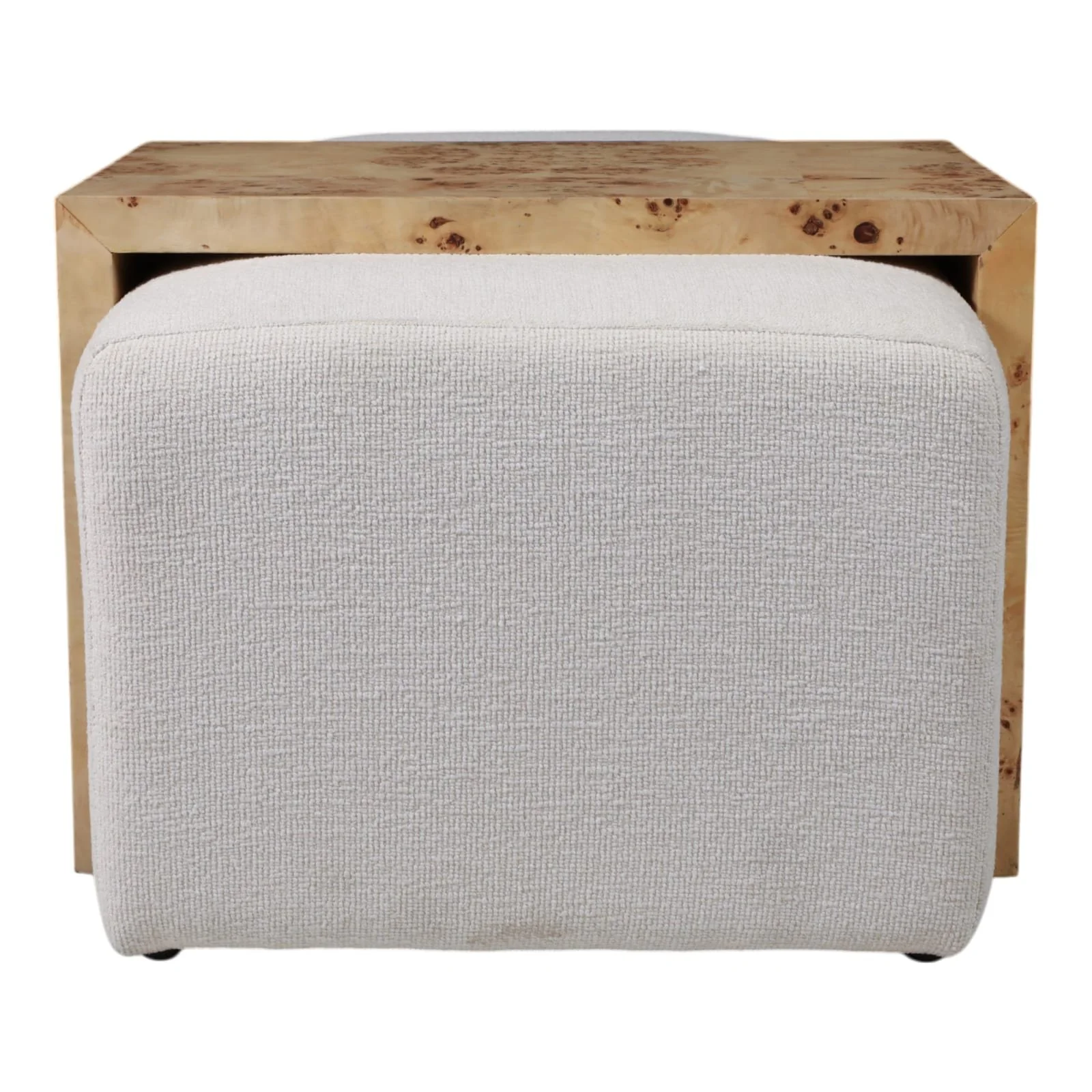 53" Rectangular Ottoman With Burl Wood Table, Ivor - Image 3