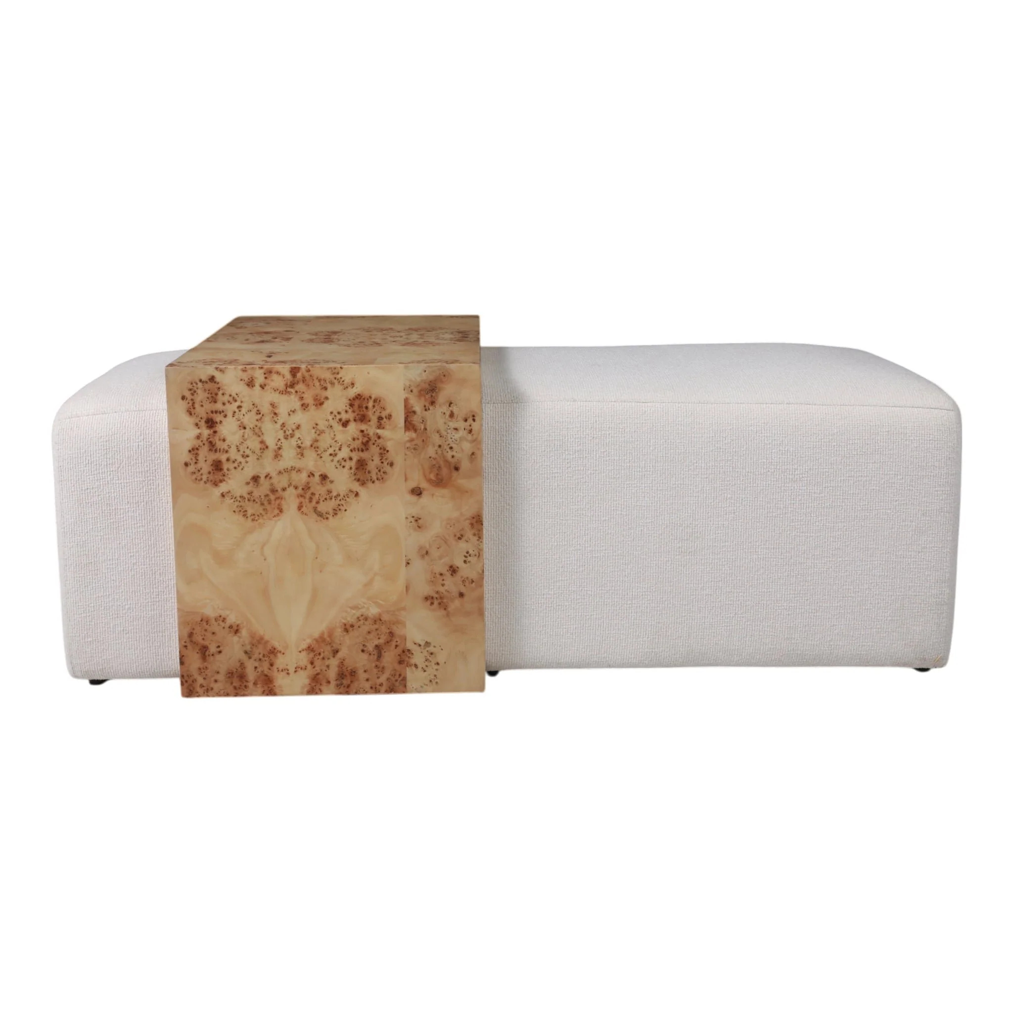 53" Rectangular Ottoman With Burl Wood Table, Ivor - Image 4