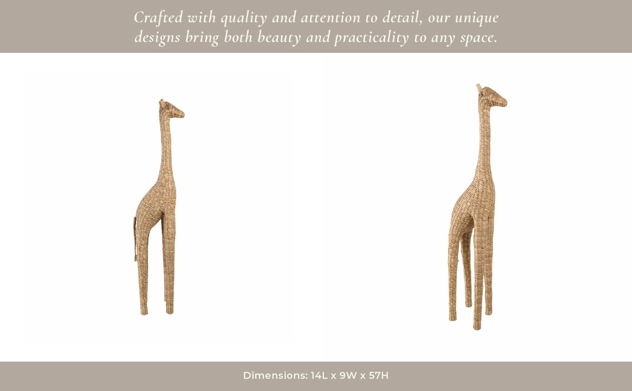 57" Woven Mendong Giraffe, Natural - Image 10